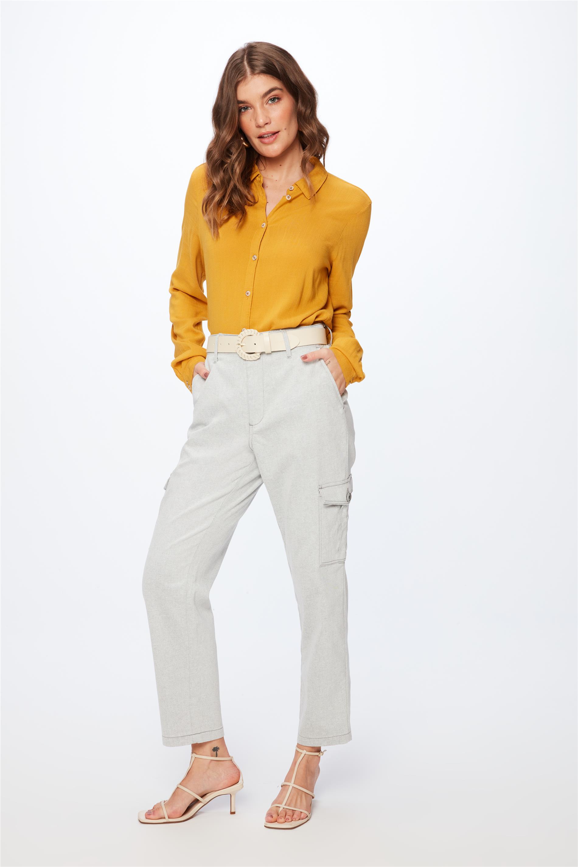 Calça Cargo de Sarja Cropped G5 Feminina