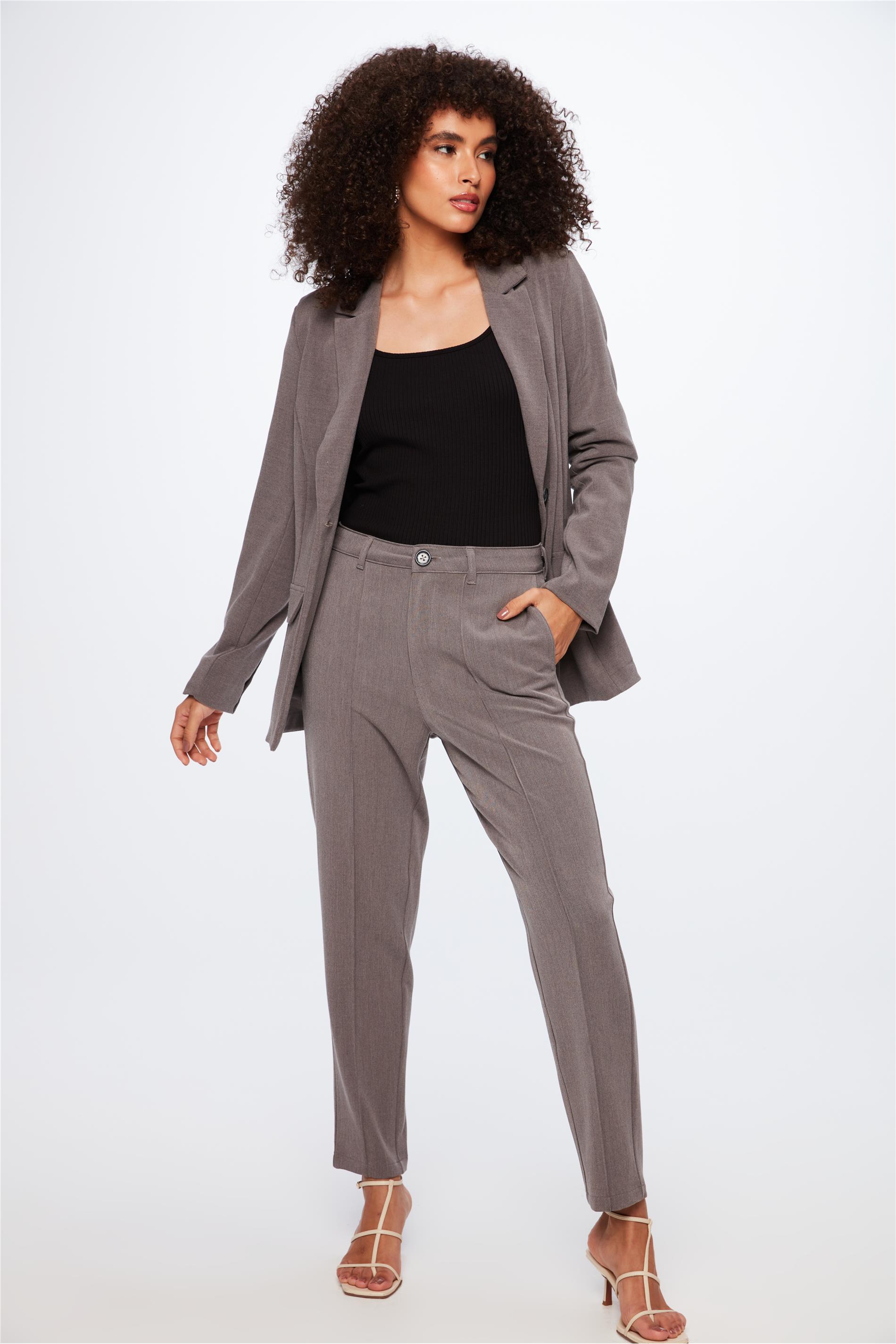 Calça de Alfaiataria G4 Cropped Cinza