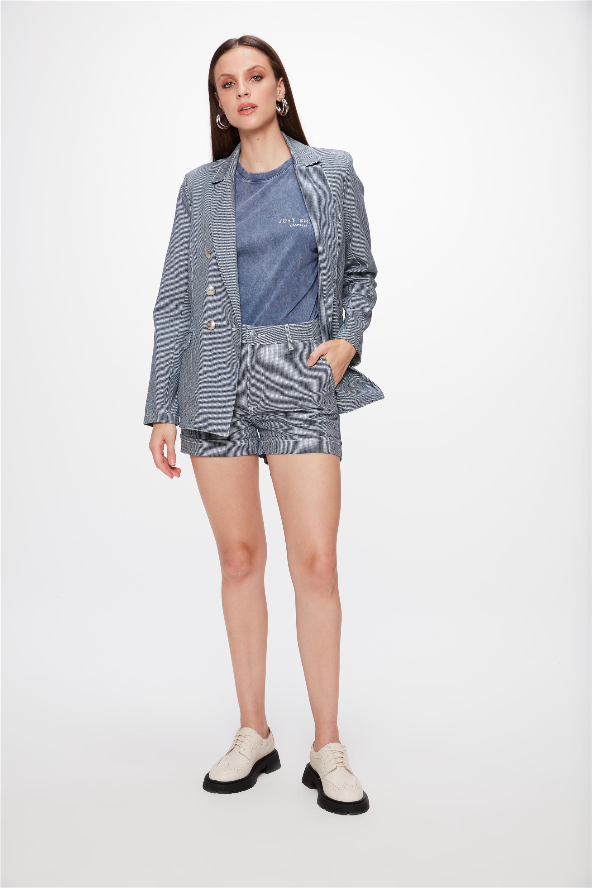 Short de Sarja Estampa Listrada G4