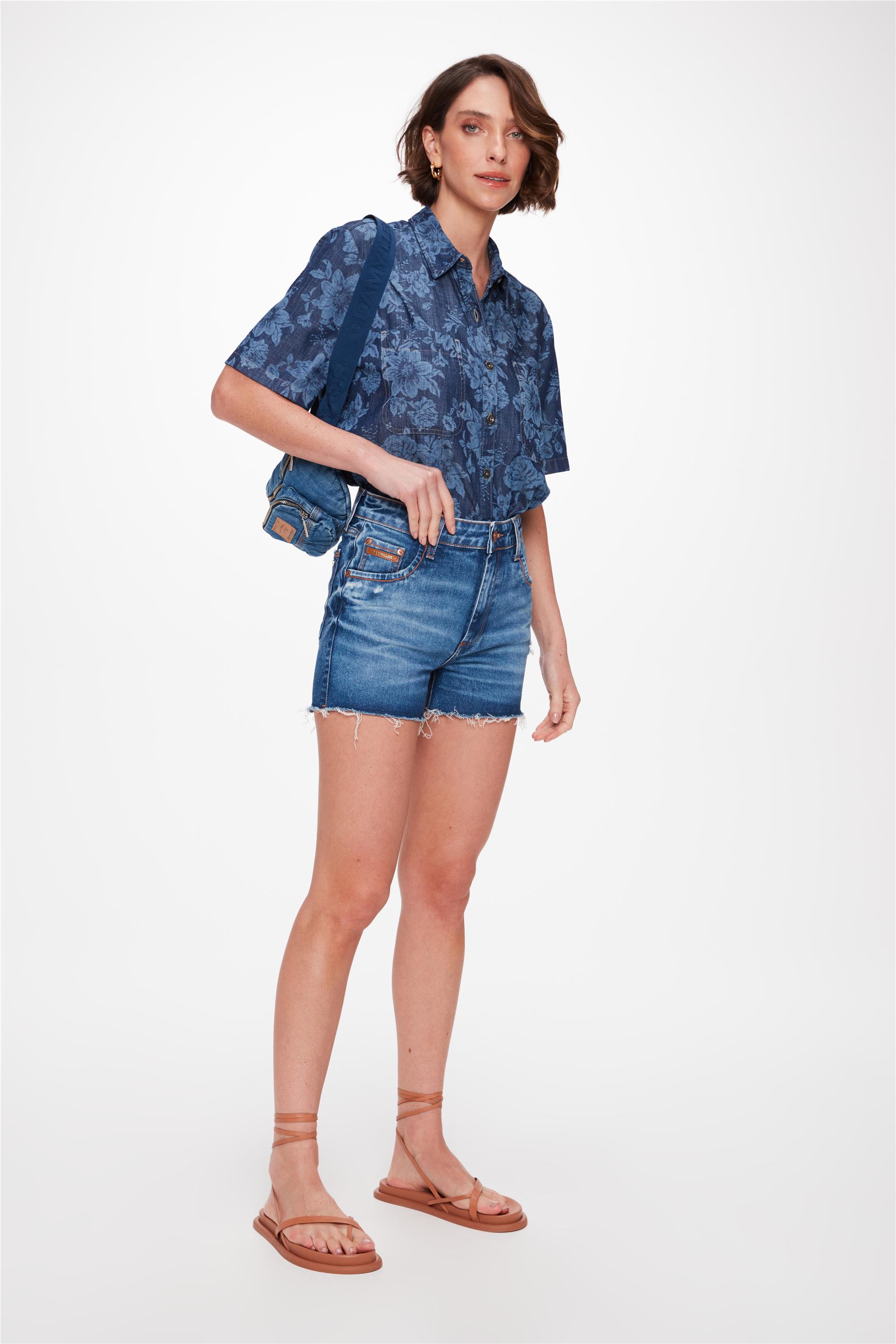 Short Jeans Justo G4 Barra Desfiada