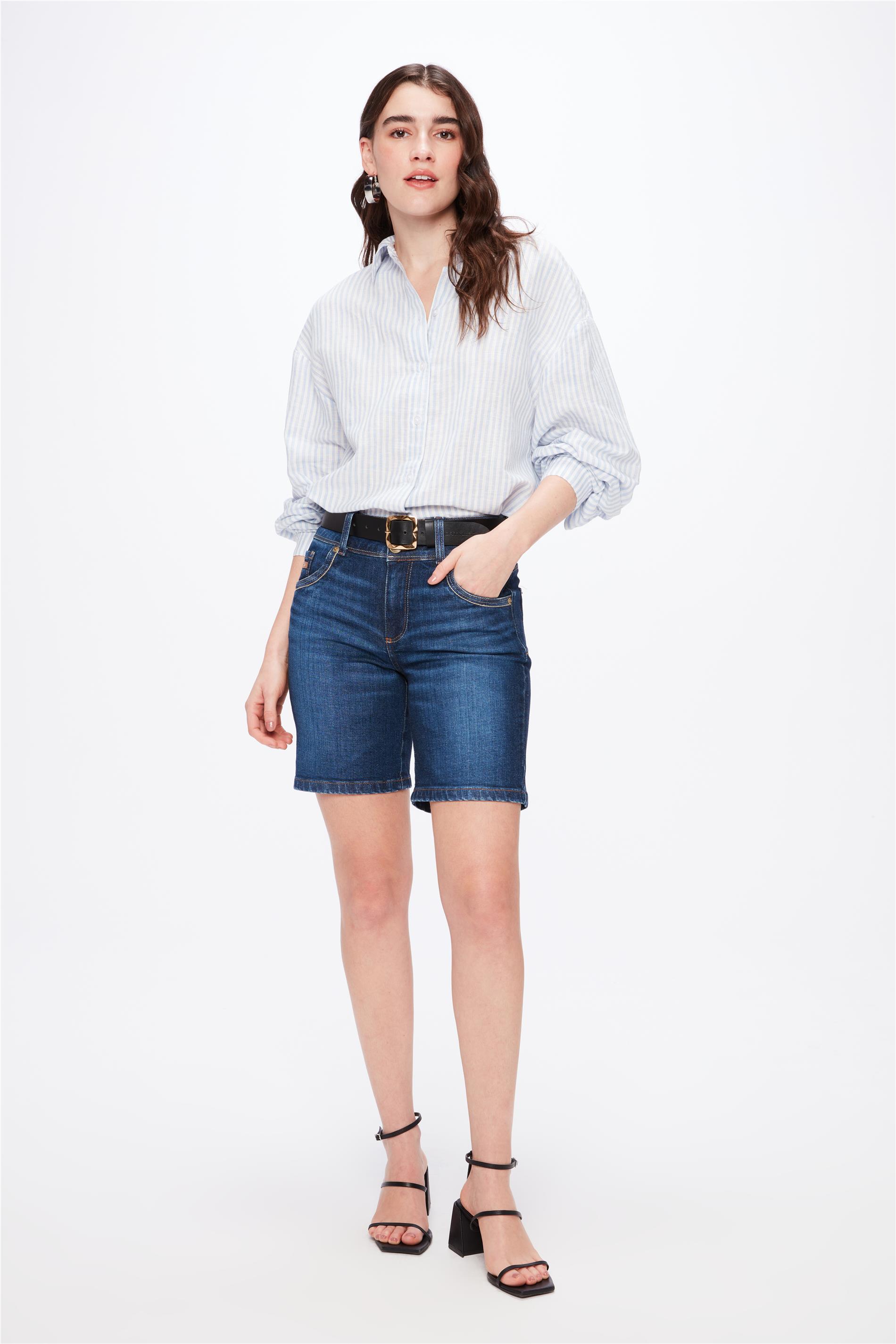 Bermuda Jeans Justa Escura G4 C20