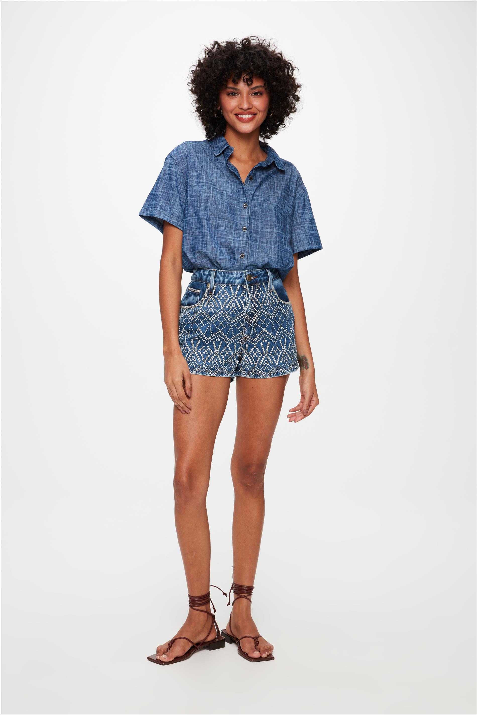 Short Jeans Solto G4 Mini com Silk