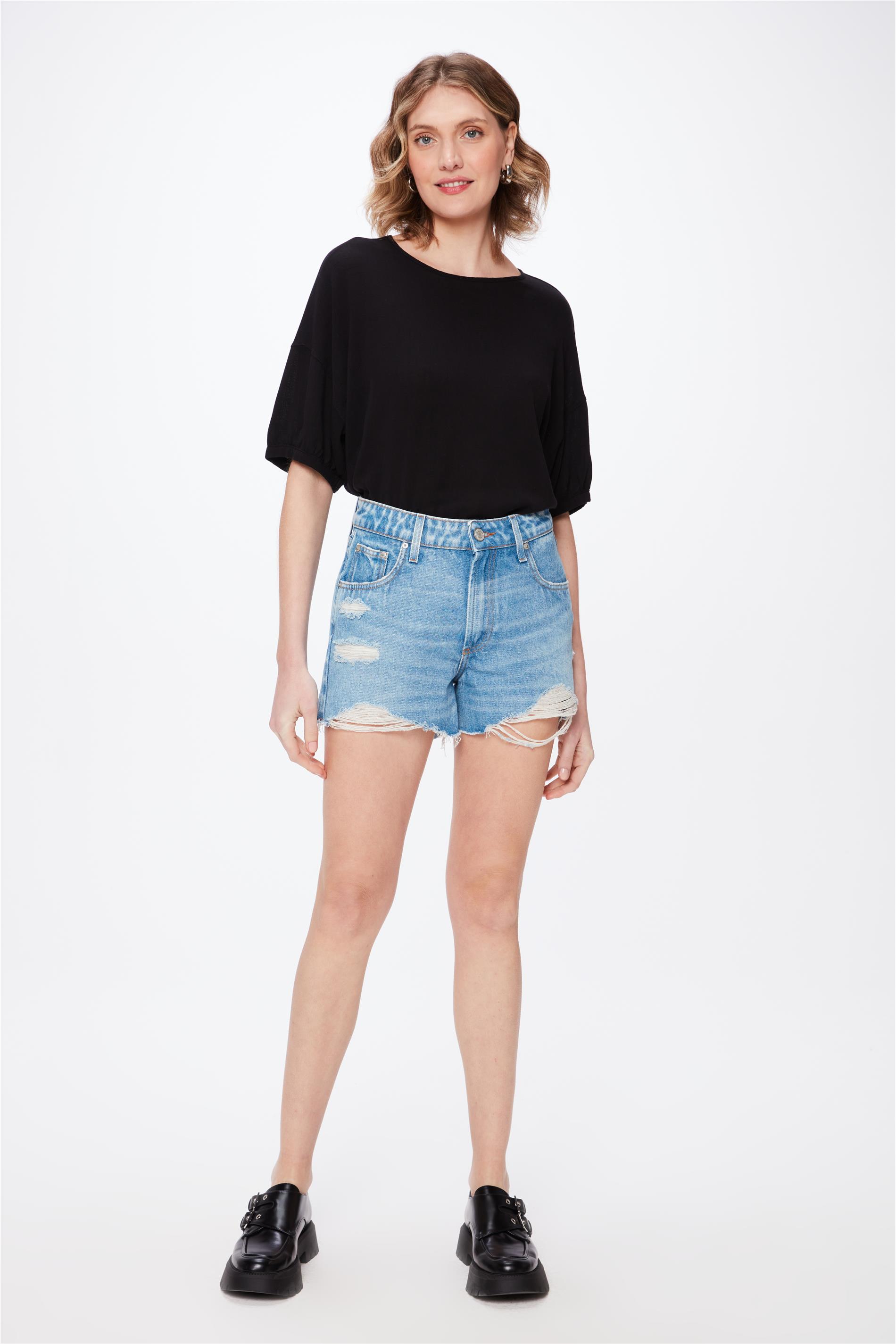 Short Jeans G4 com Destroyed na Barra