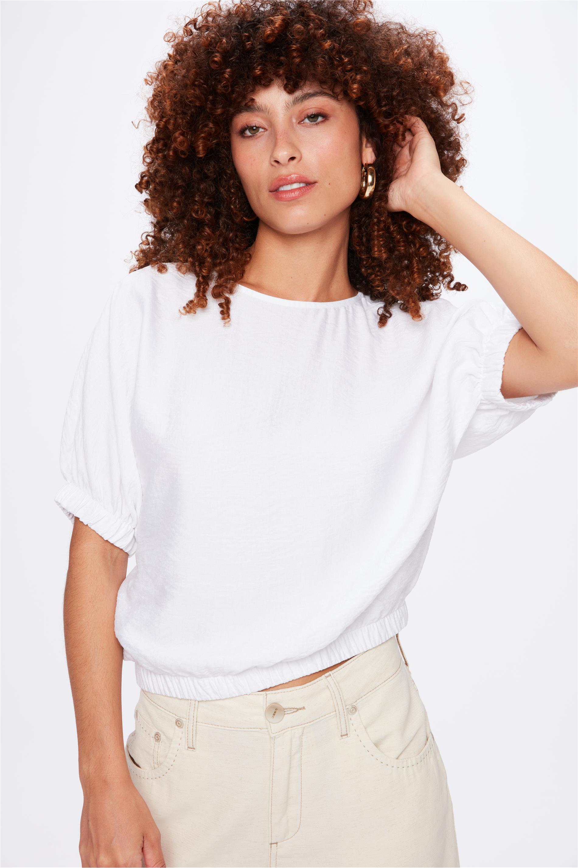 Blusa Lisa de Viscose com Elásticos