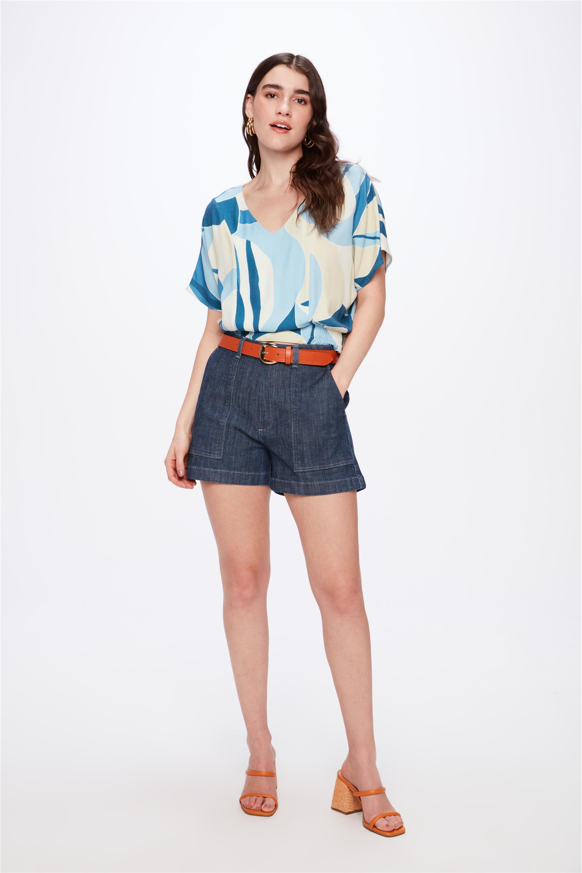 Short Jeans Cintura Alta G4 Escuro