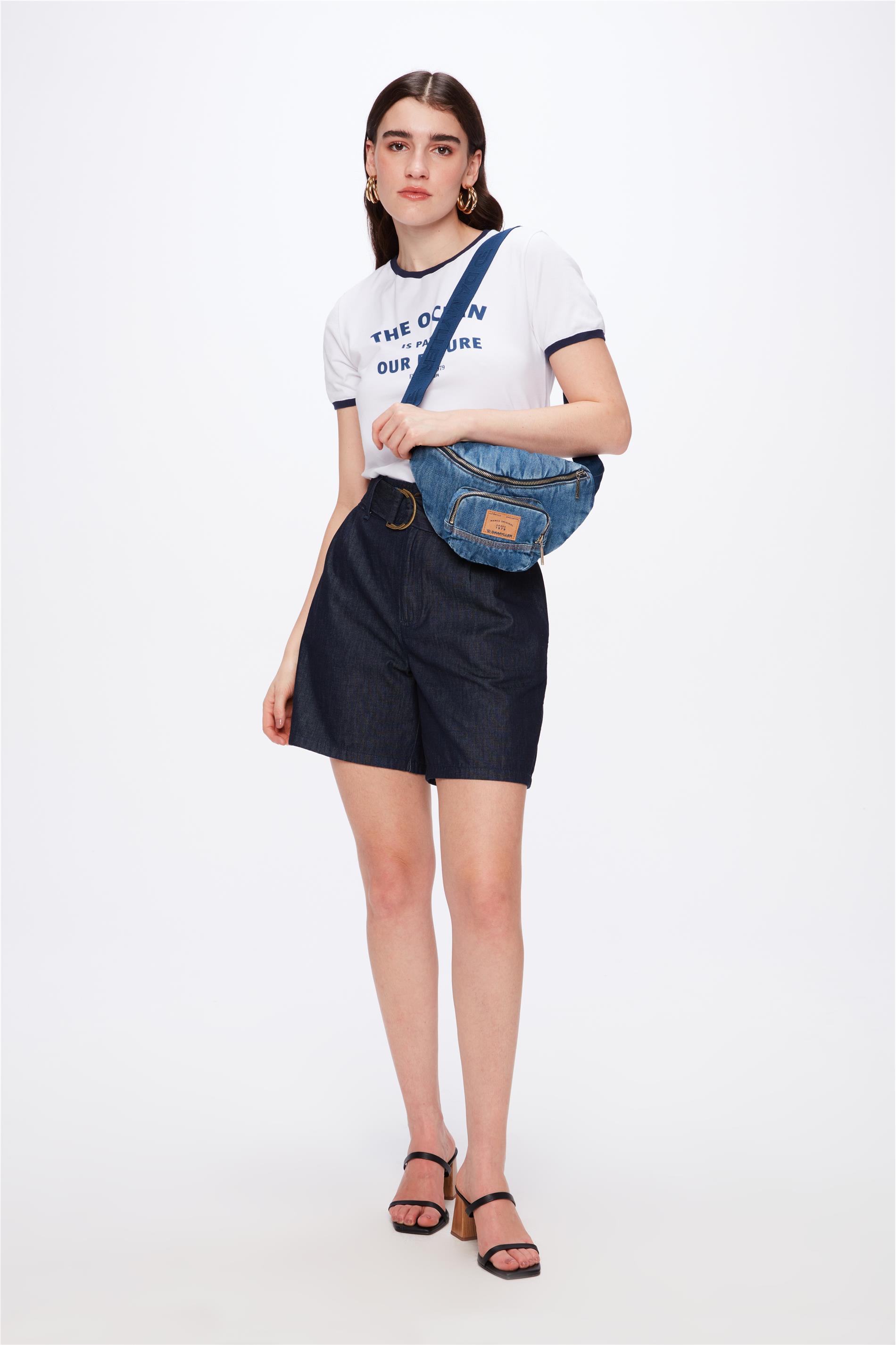 Bermuda Jeans Solta com Cinto C15