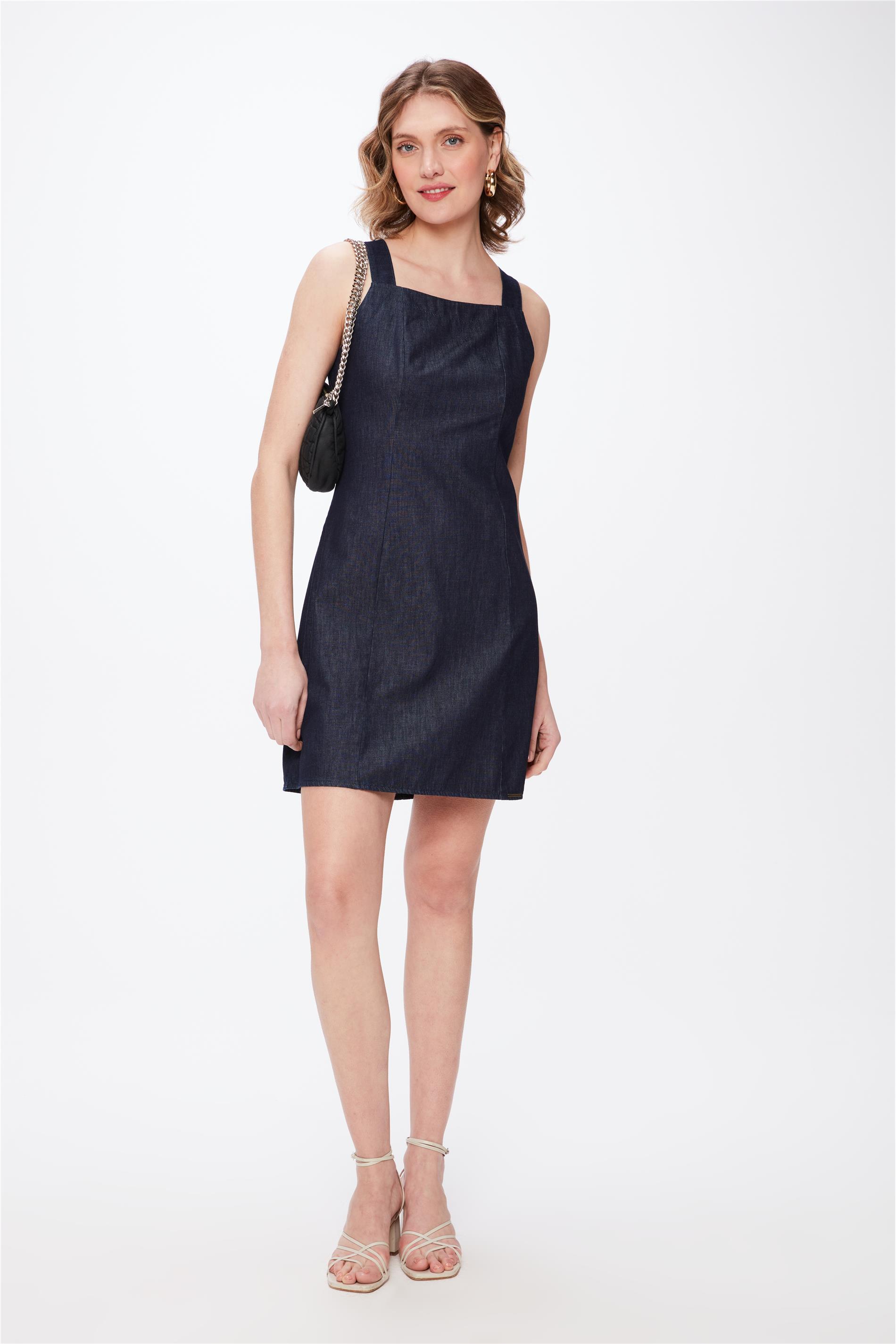Vestido Jeans Escuro Curto Básico
