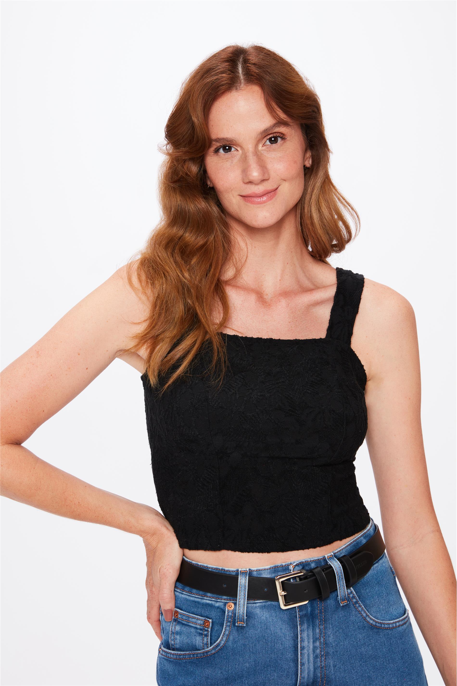 Blusa Cropped com Alças Largas