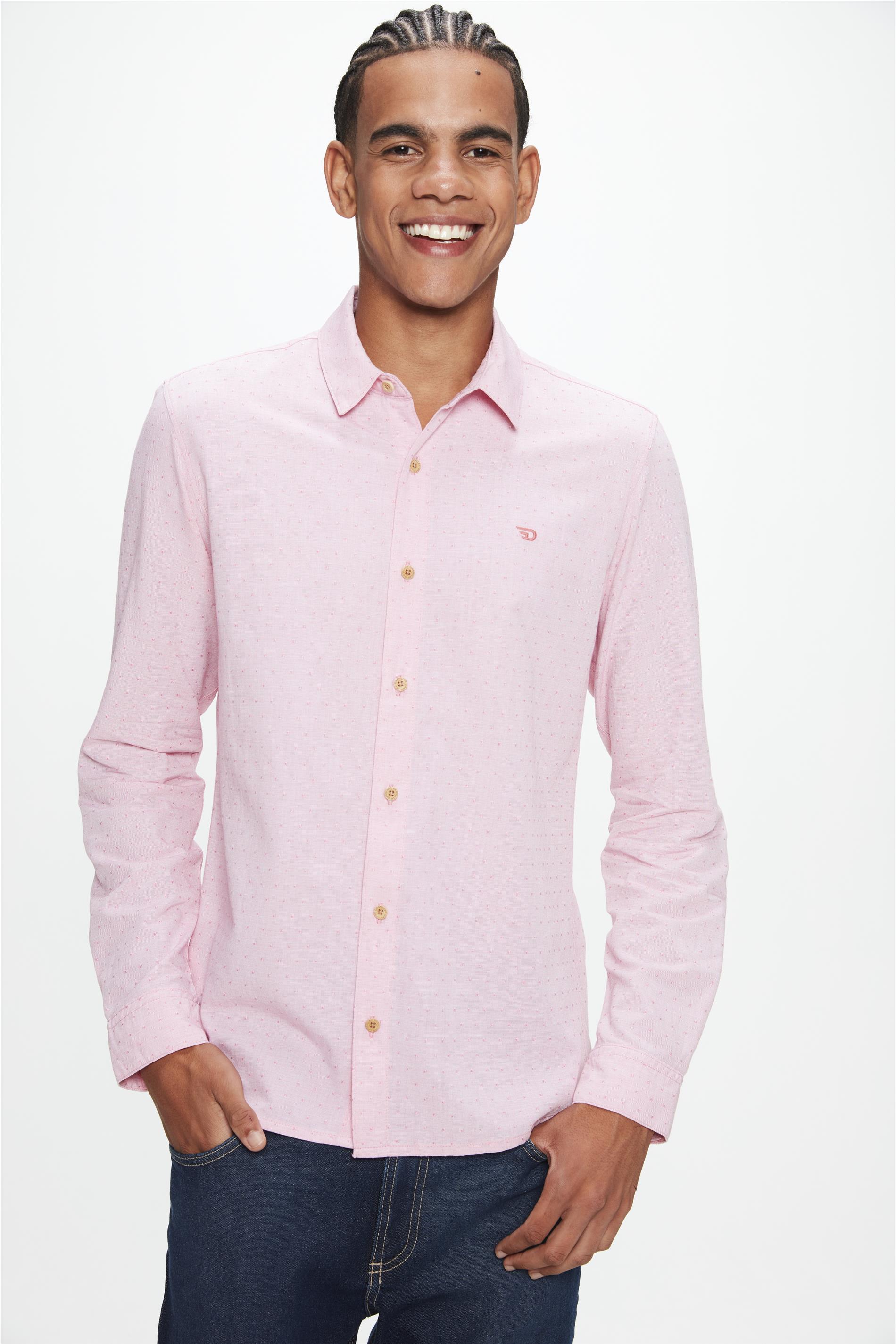 Camisa Social Manga Longa com Bolinhas