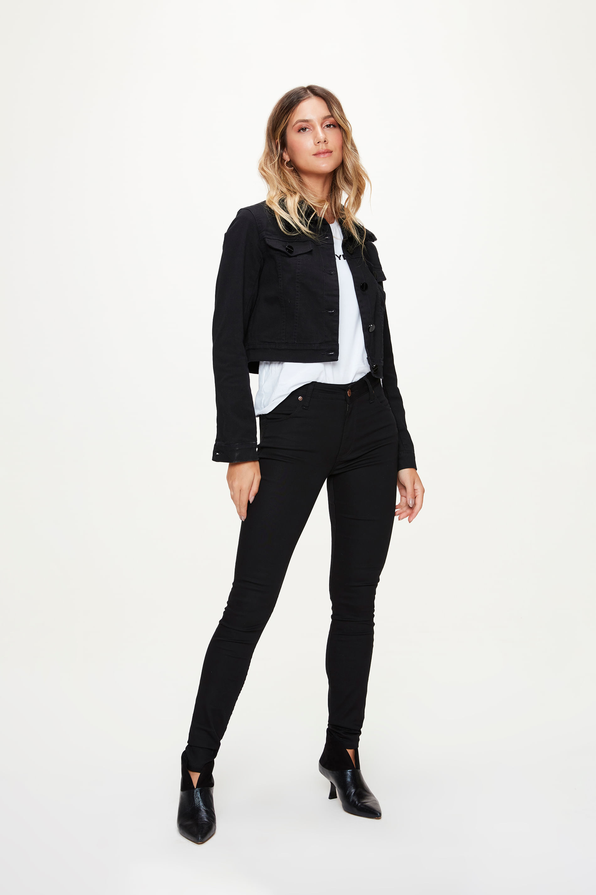 Calça Jegging de Sarja Cintura Alta C1