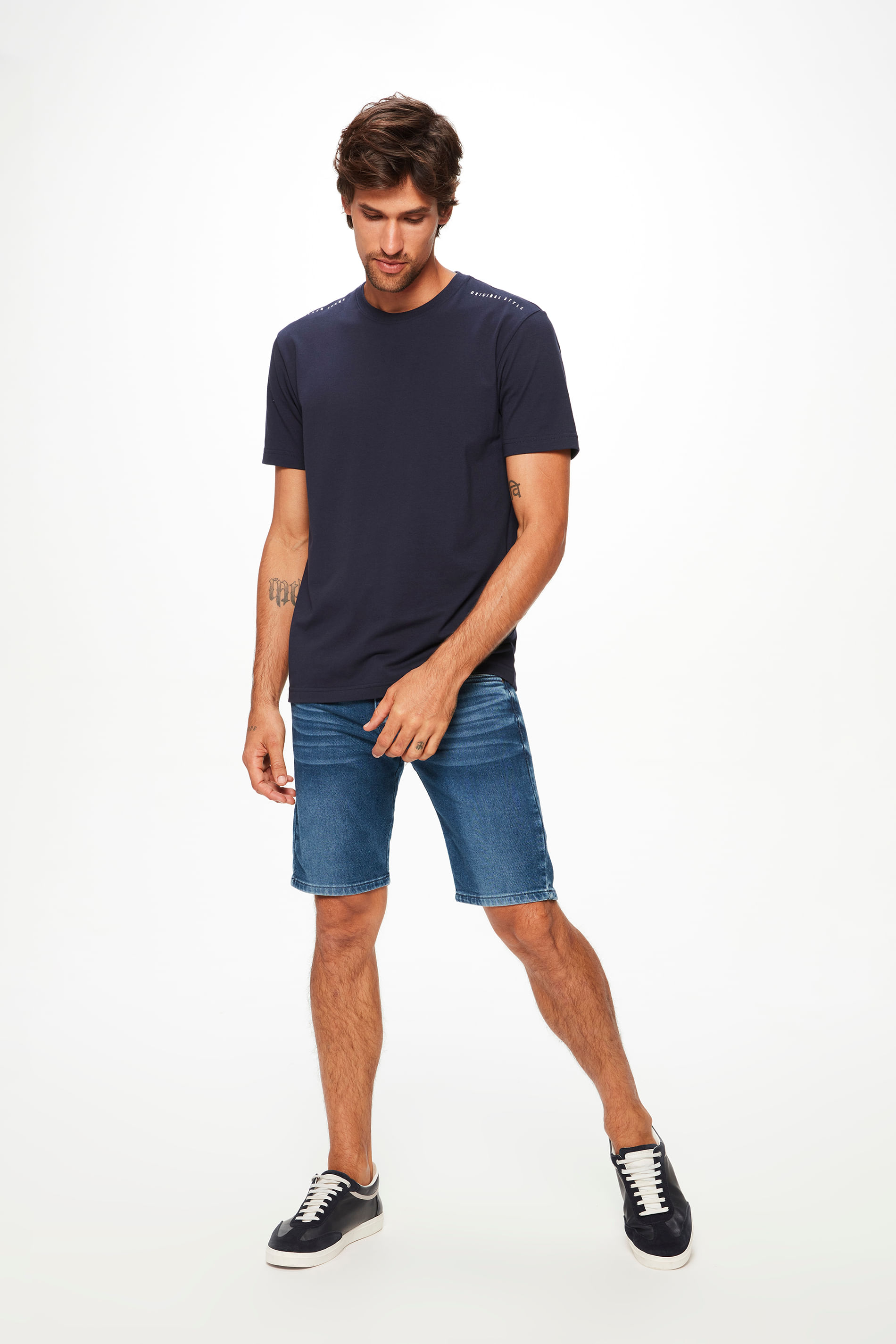Bermuda Jeans Azul Escuro Skinny