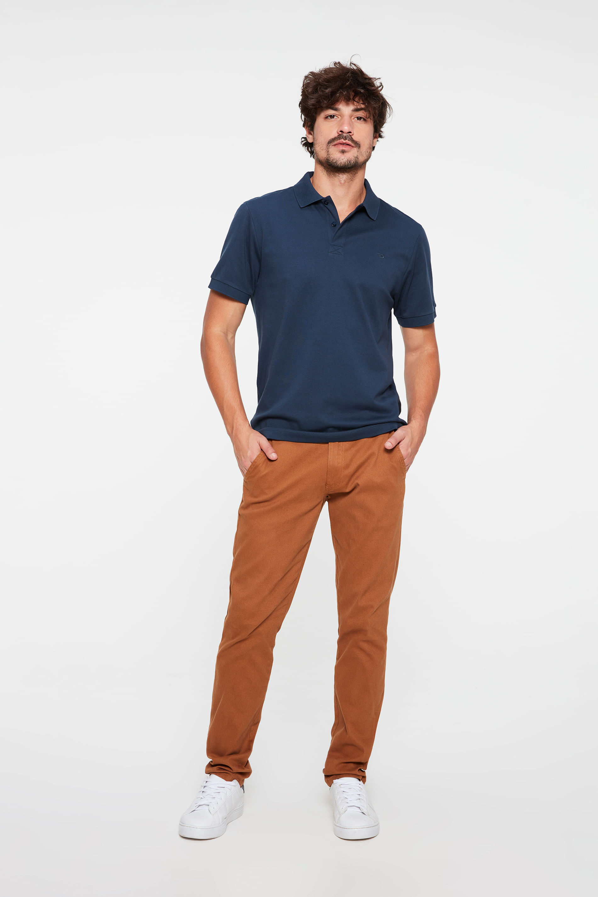 Camisa Polo Lisa de Algodão Pima