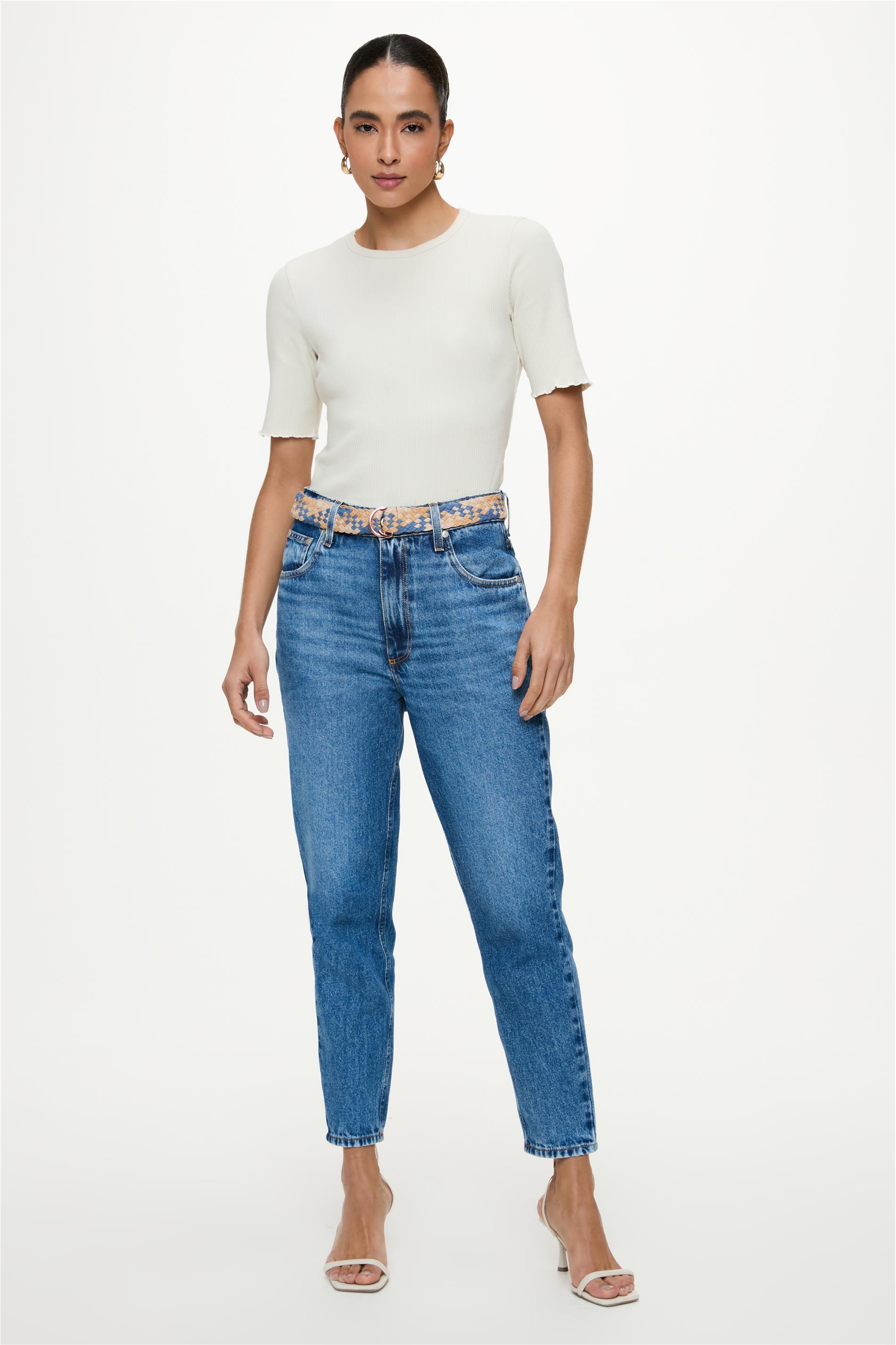 Calça Jeans Feminina Mom G5 Com Cinto