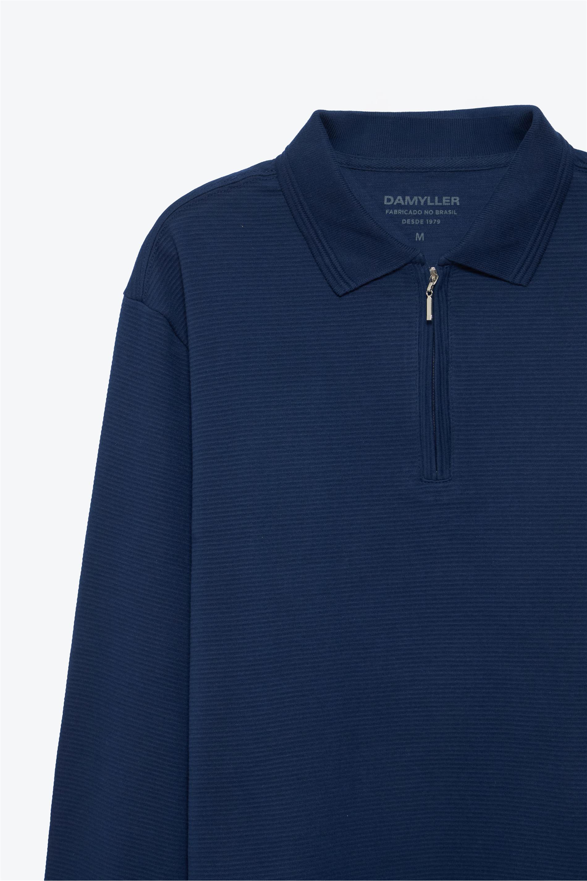 Polo Masculina Manga Longa com Zíper