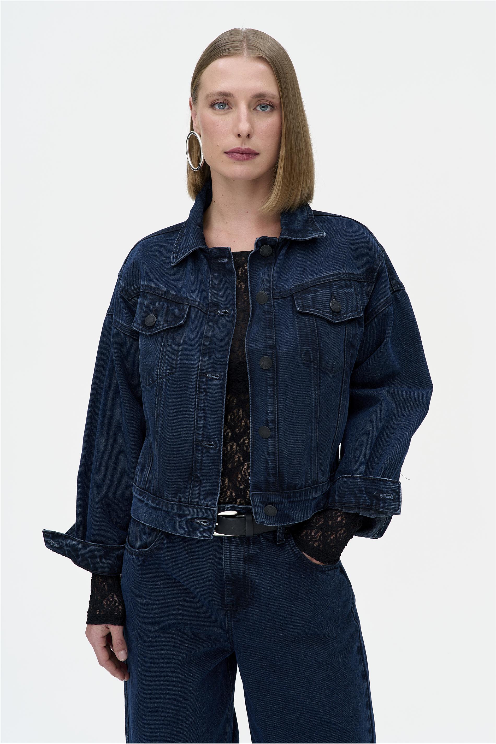 Jaqueta Jeans Feminina Manga Longa