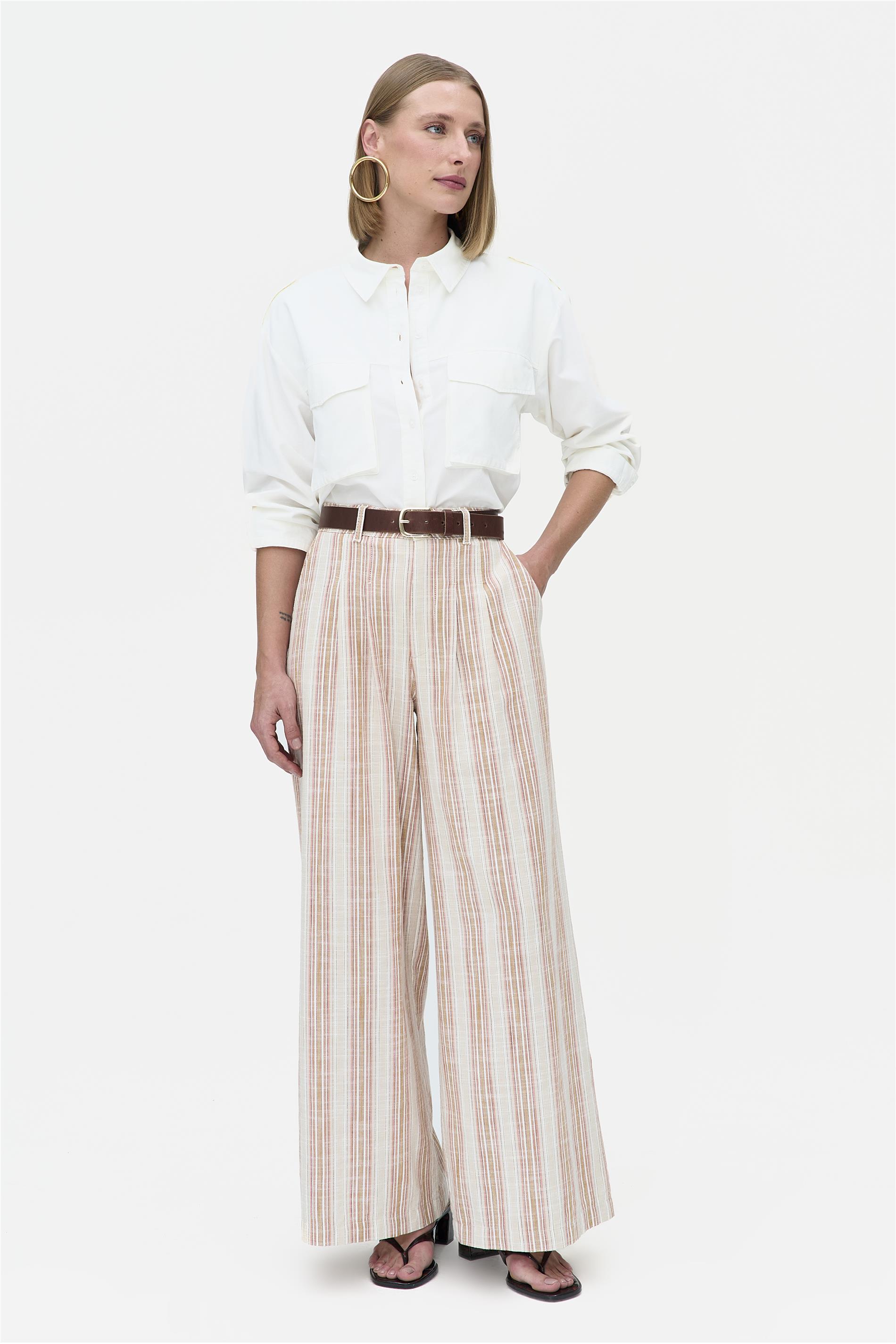 Calça Feminina Pantalona Listrada G4