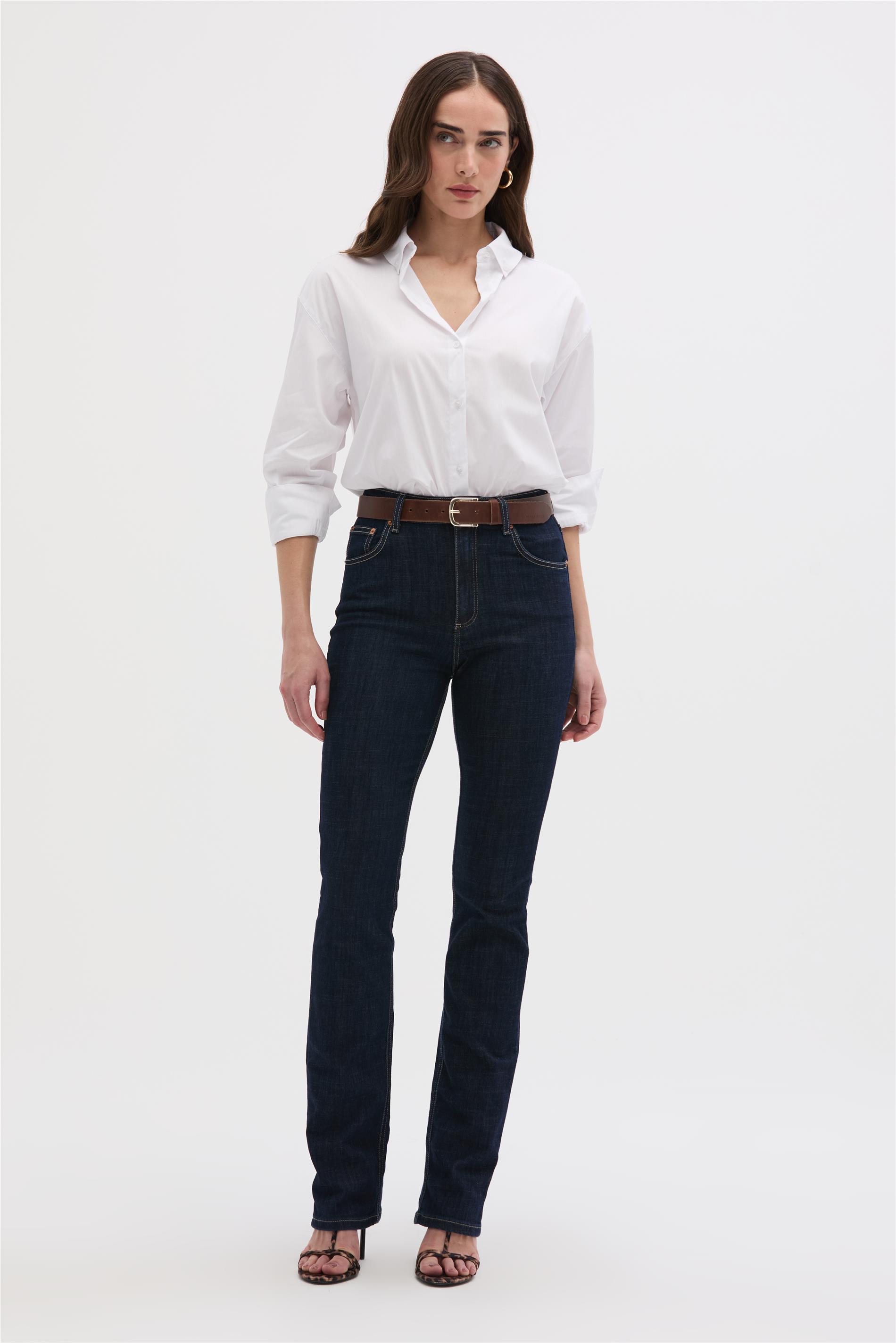 Calça Jeans Reta Feminina Cintura Alta