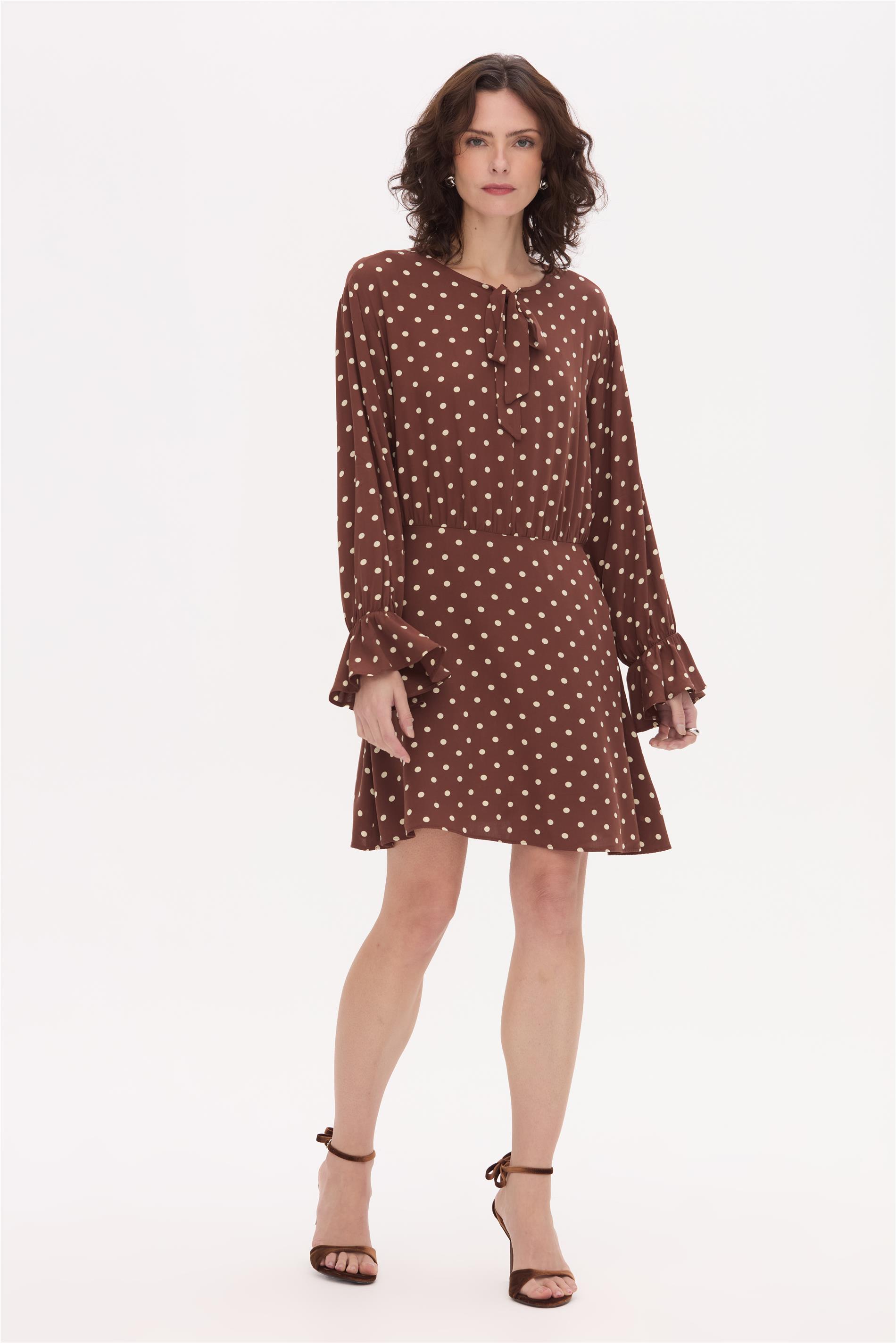 Vestido Curto Poá com Amarração