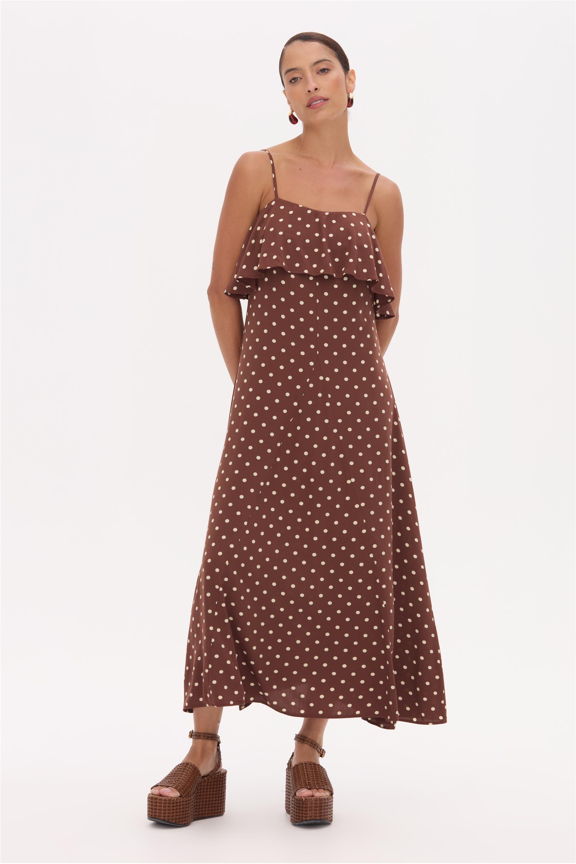 Vestido Feminino Poá em Viscose