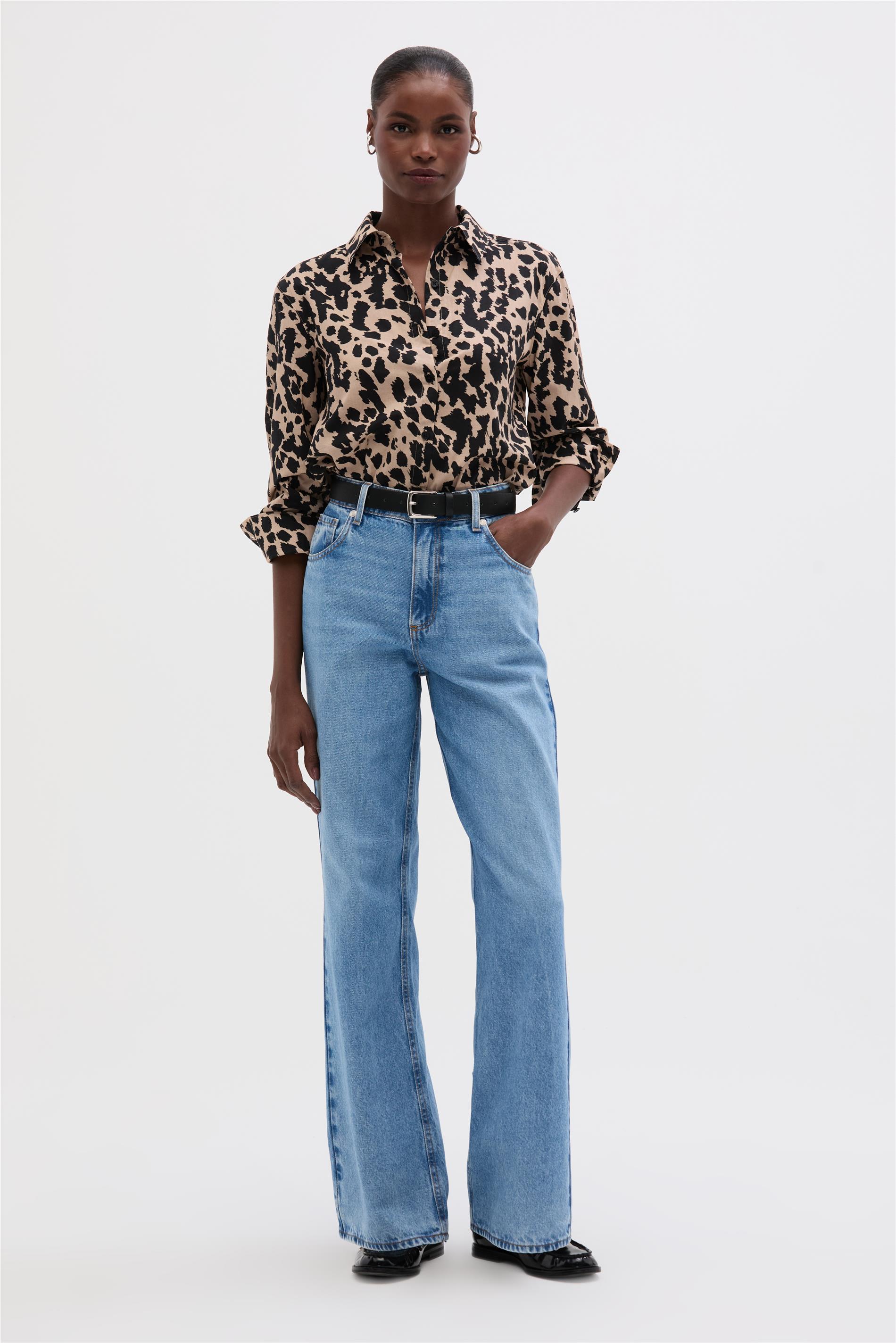 Calça Jeans Feminina Wide Leg Azul Claro