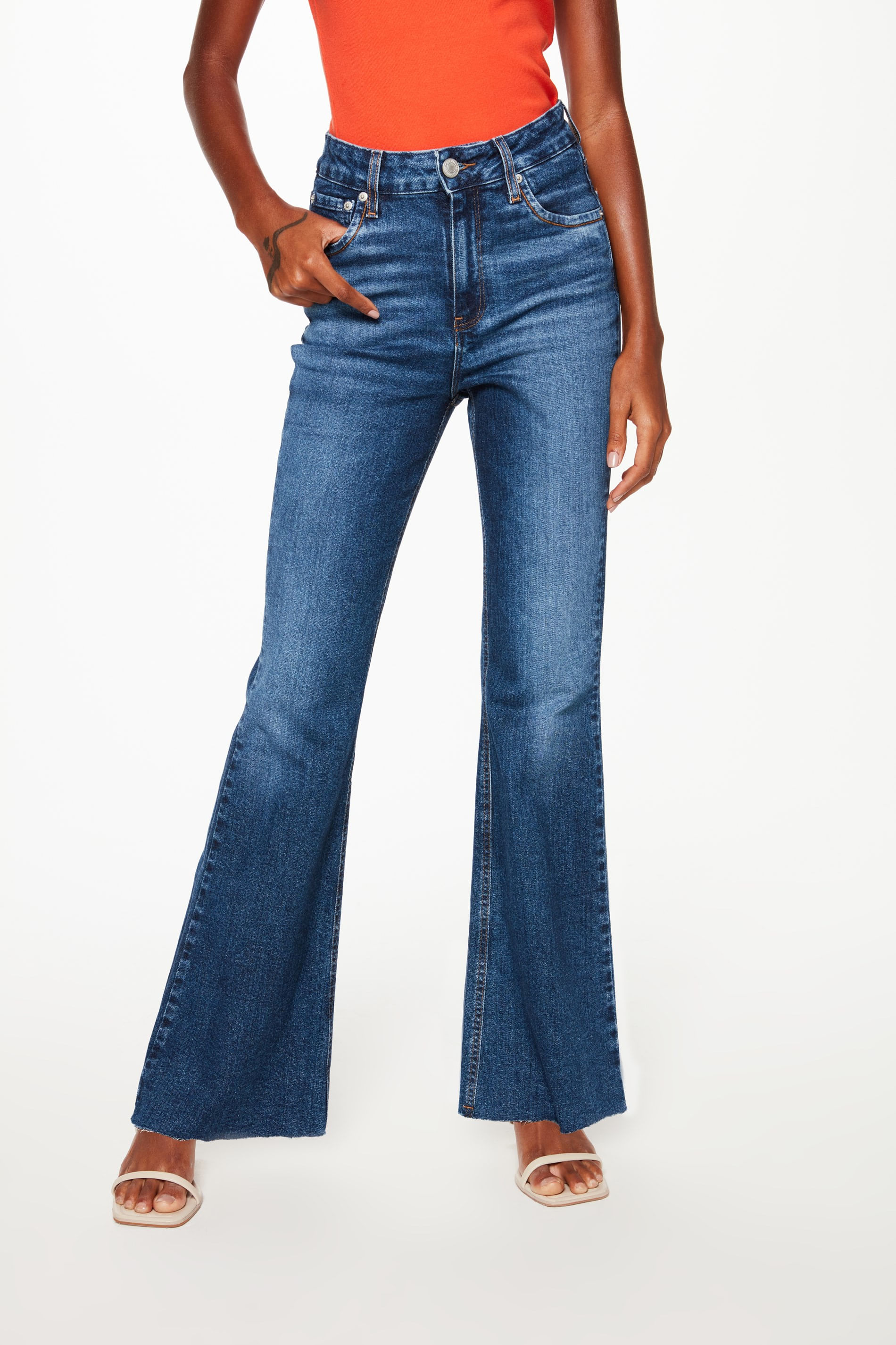 Calça Jeans Boot Cut com Marcações G5 C1