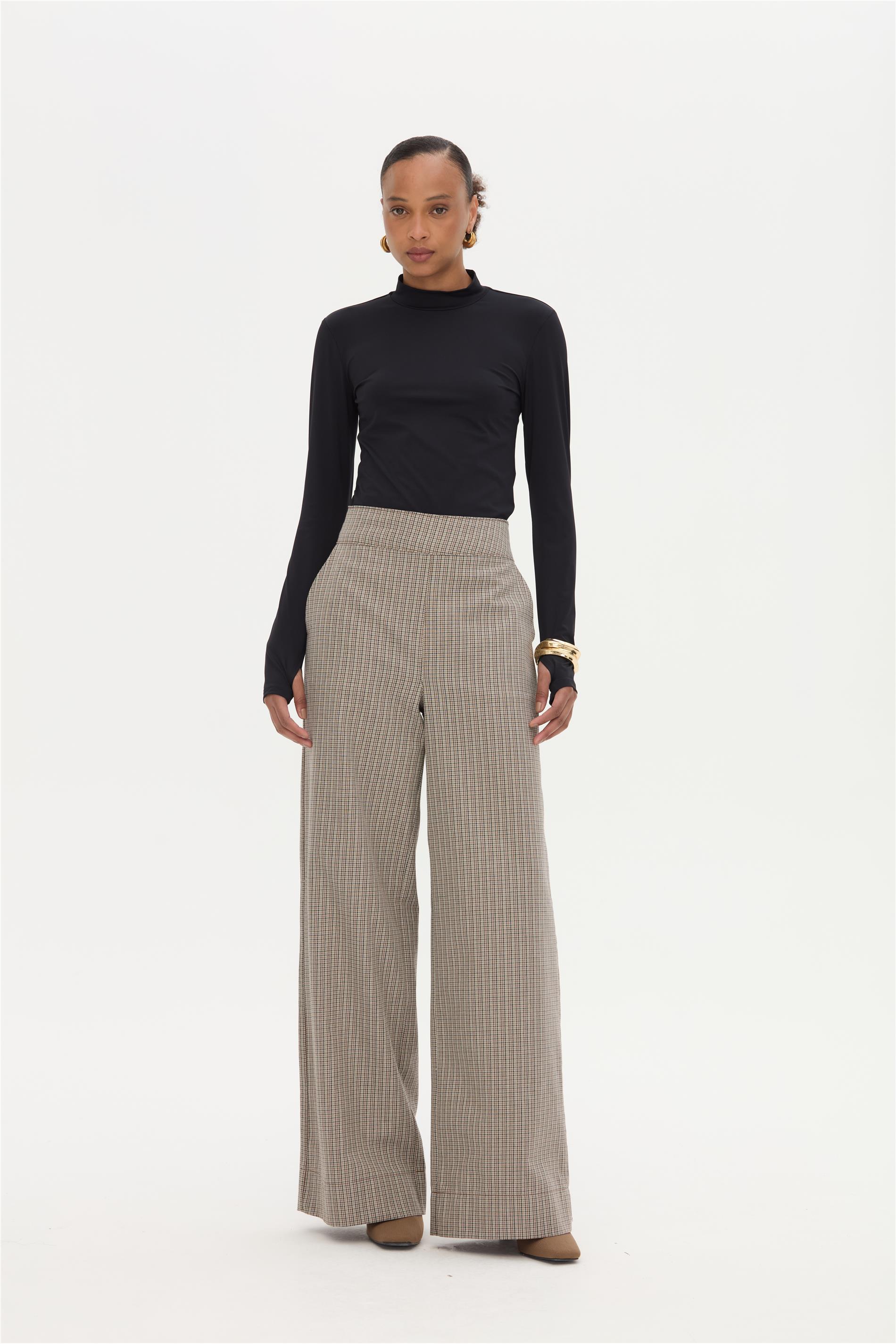 Calça Feminina Xadrez Pantalona