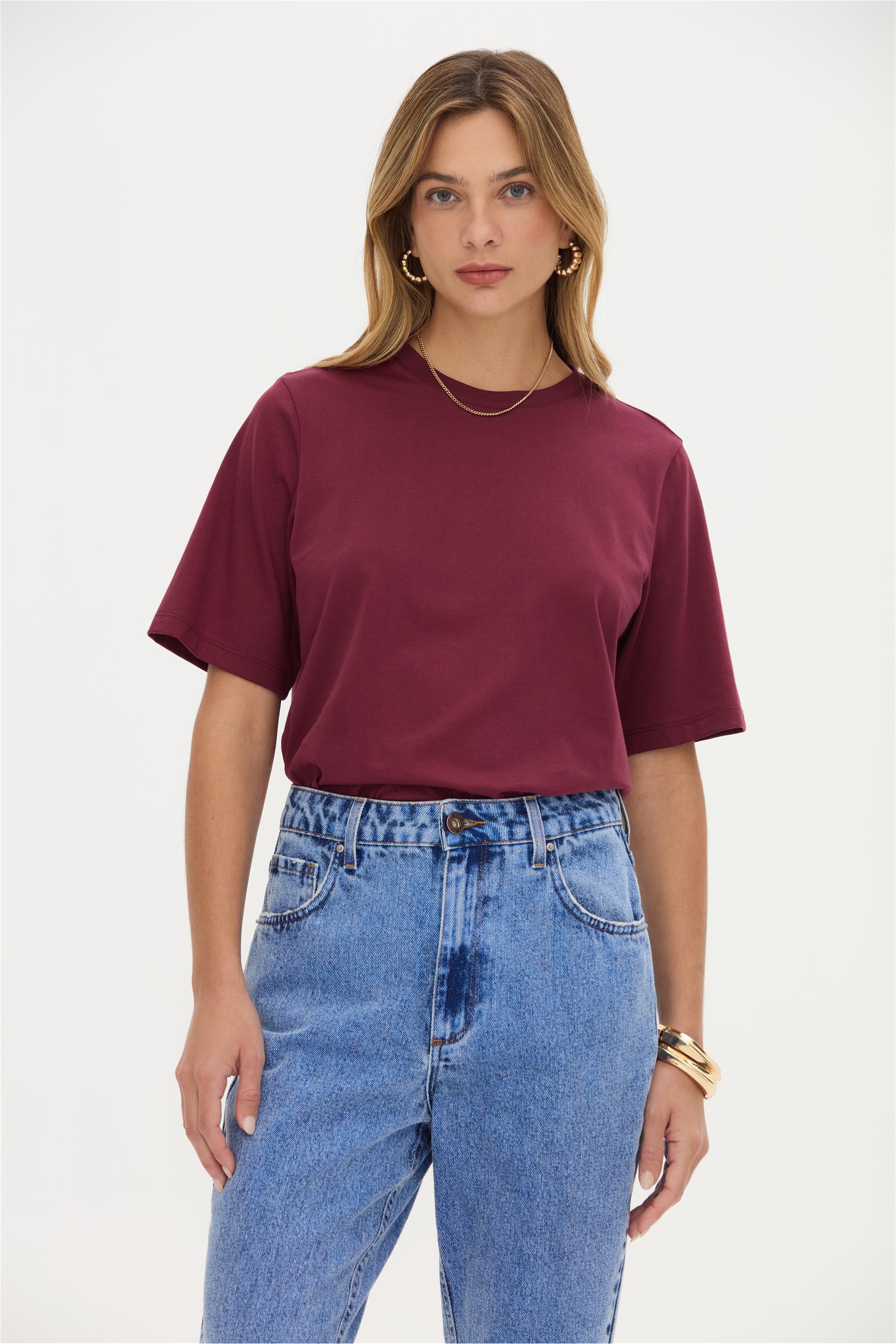 Camiseta Feminina Meia Manga em Algodão