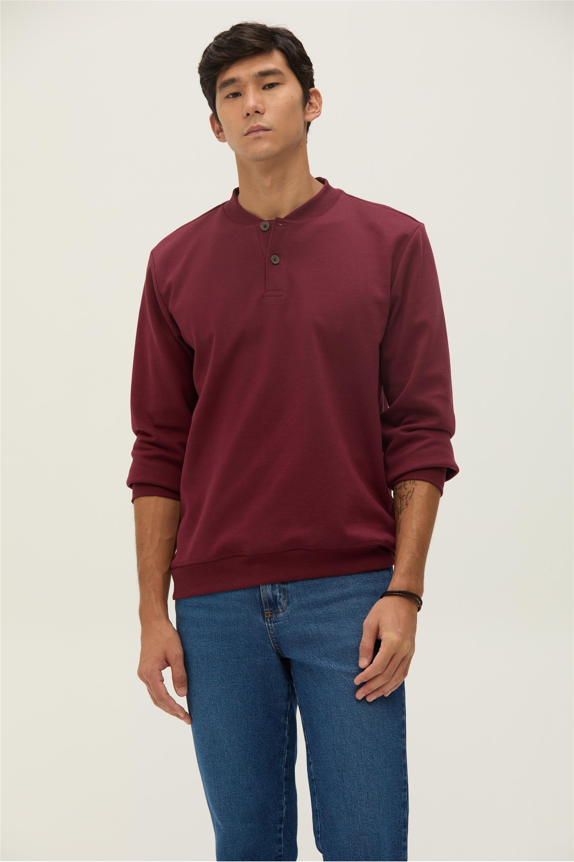Blusa Masculina Henley em Algodão
