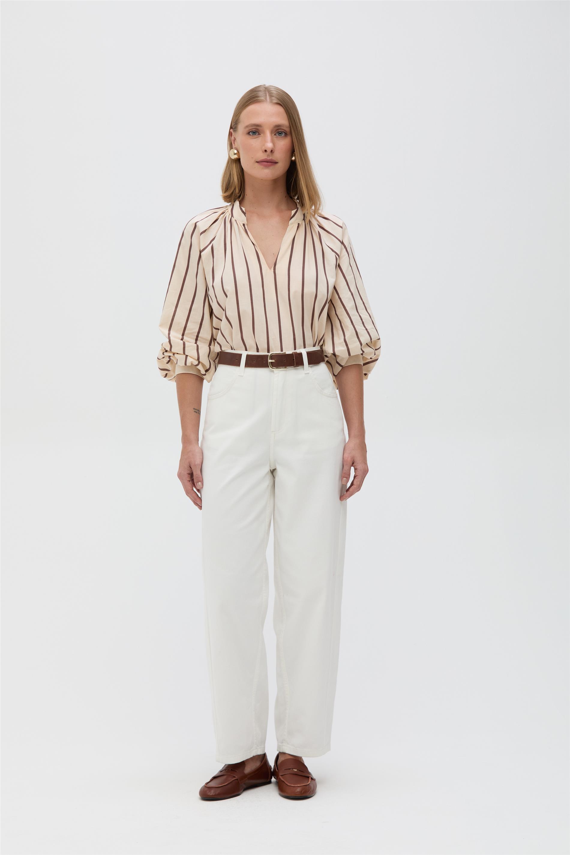 Calça Feminina Barrel Off White em Jeans