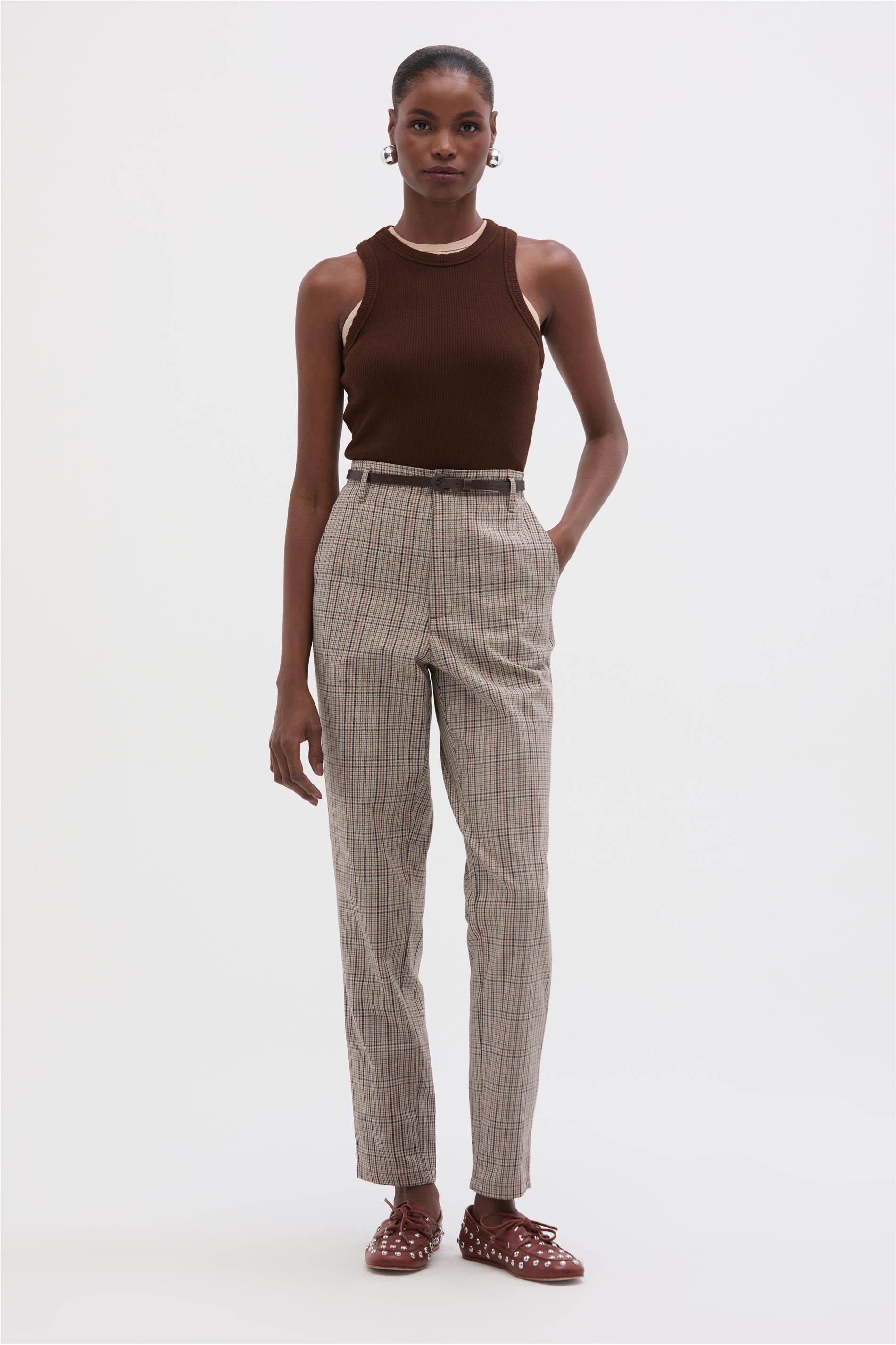Calça Feminina Xadrez de Alfaiataria