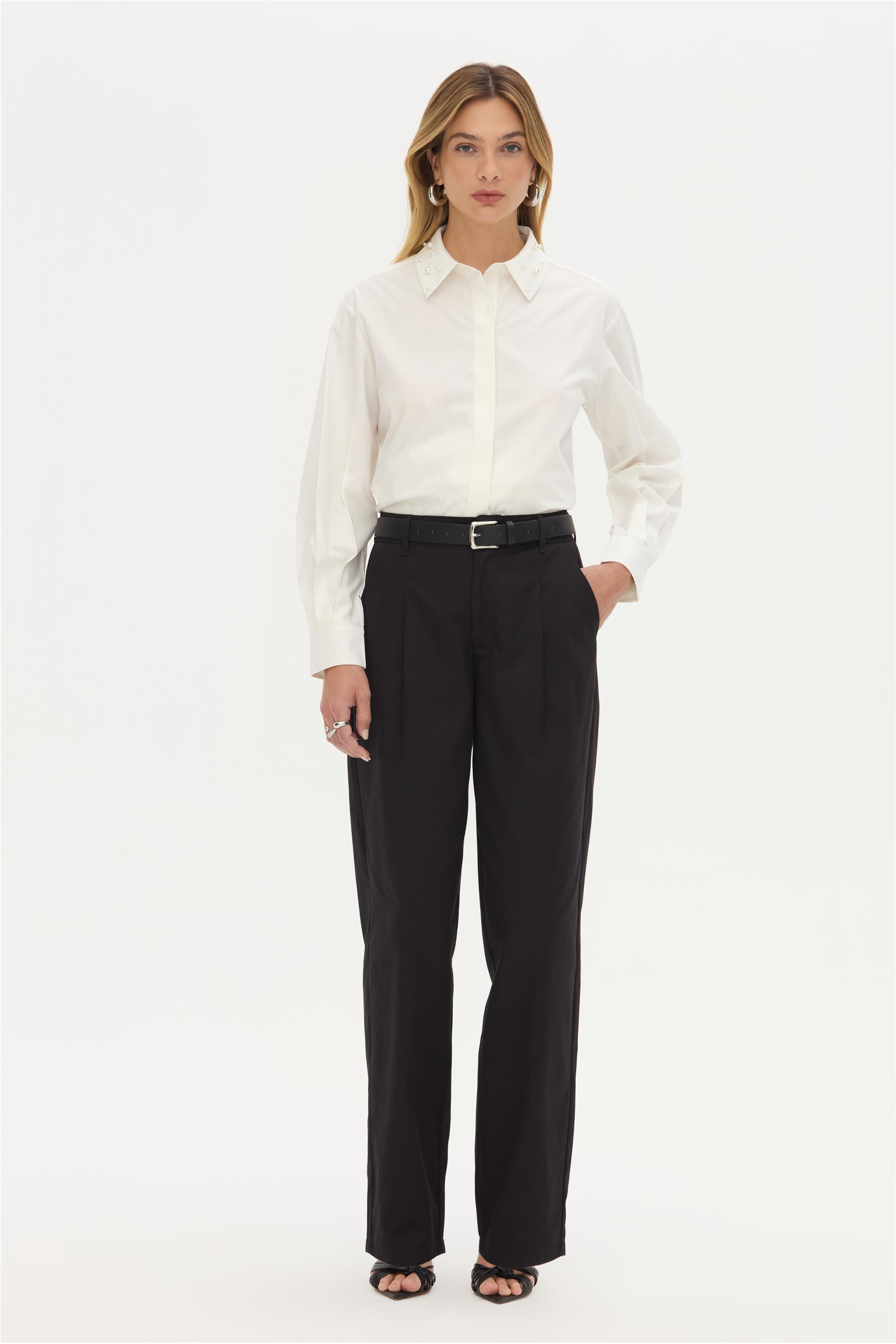 Calça Feminina barrel em Algodão