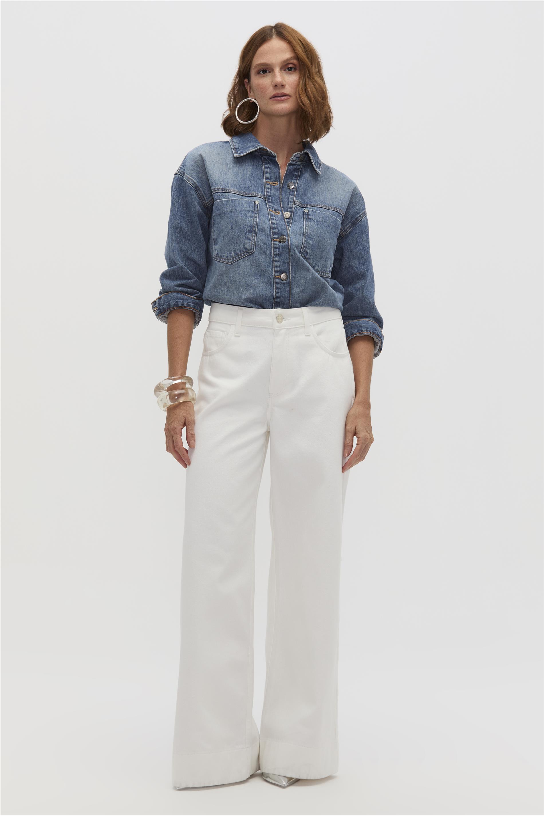 Calça Pantalona Feminina G4 C2 Sarja