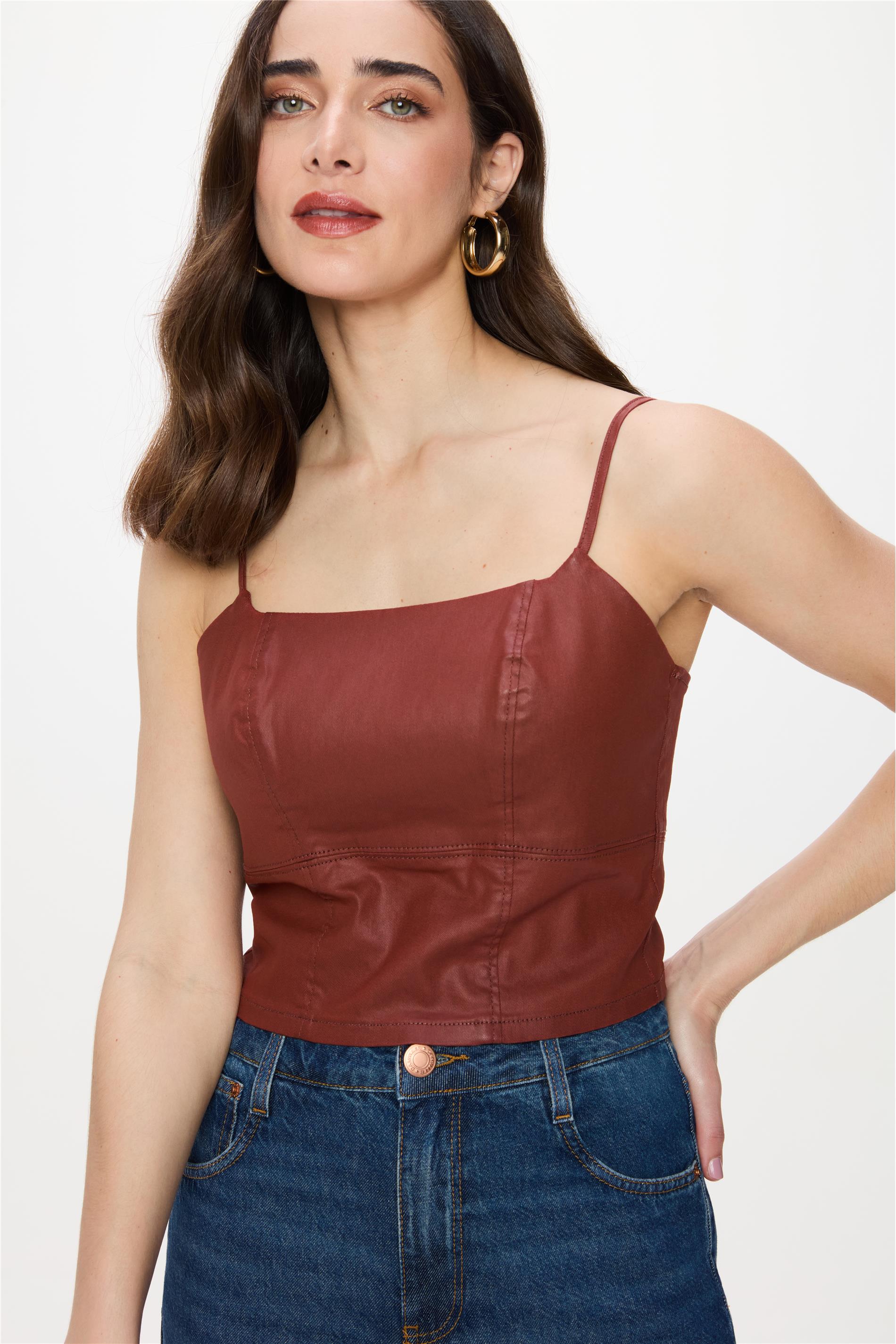 Blusa Top Resinado com Zíper