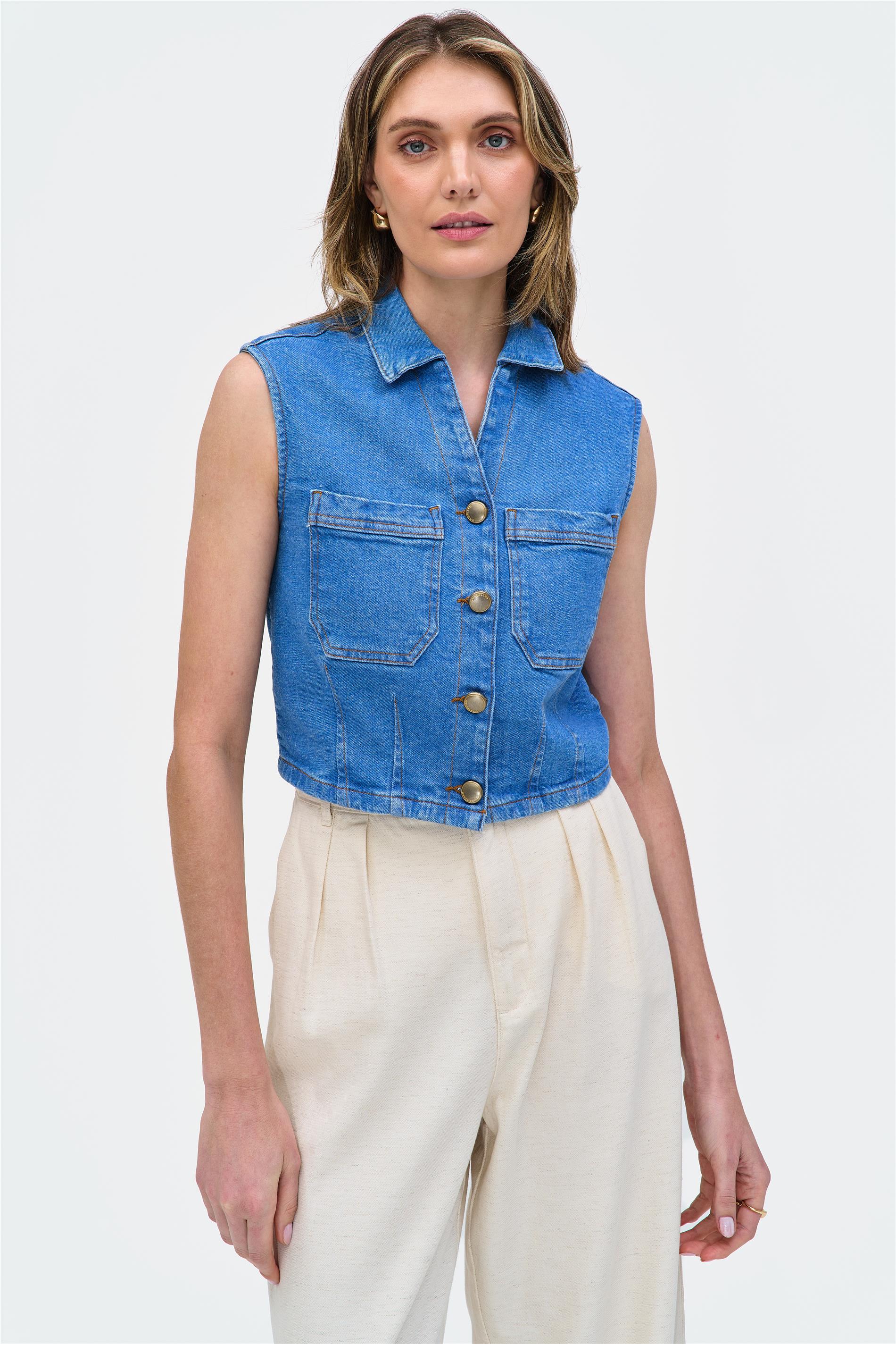 Colete Jeans Feminino Pences