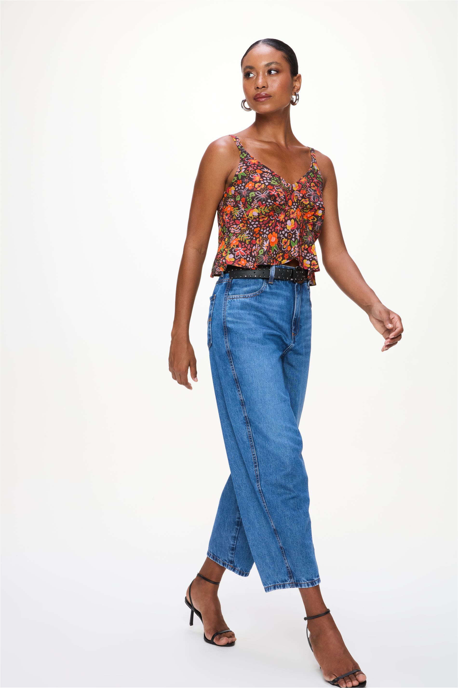 Calça Jeans Feminina Barrel Cropped G5