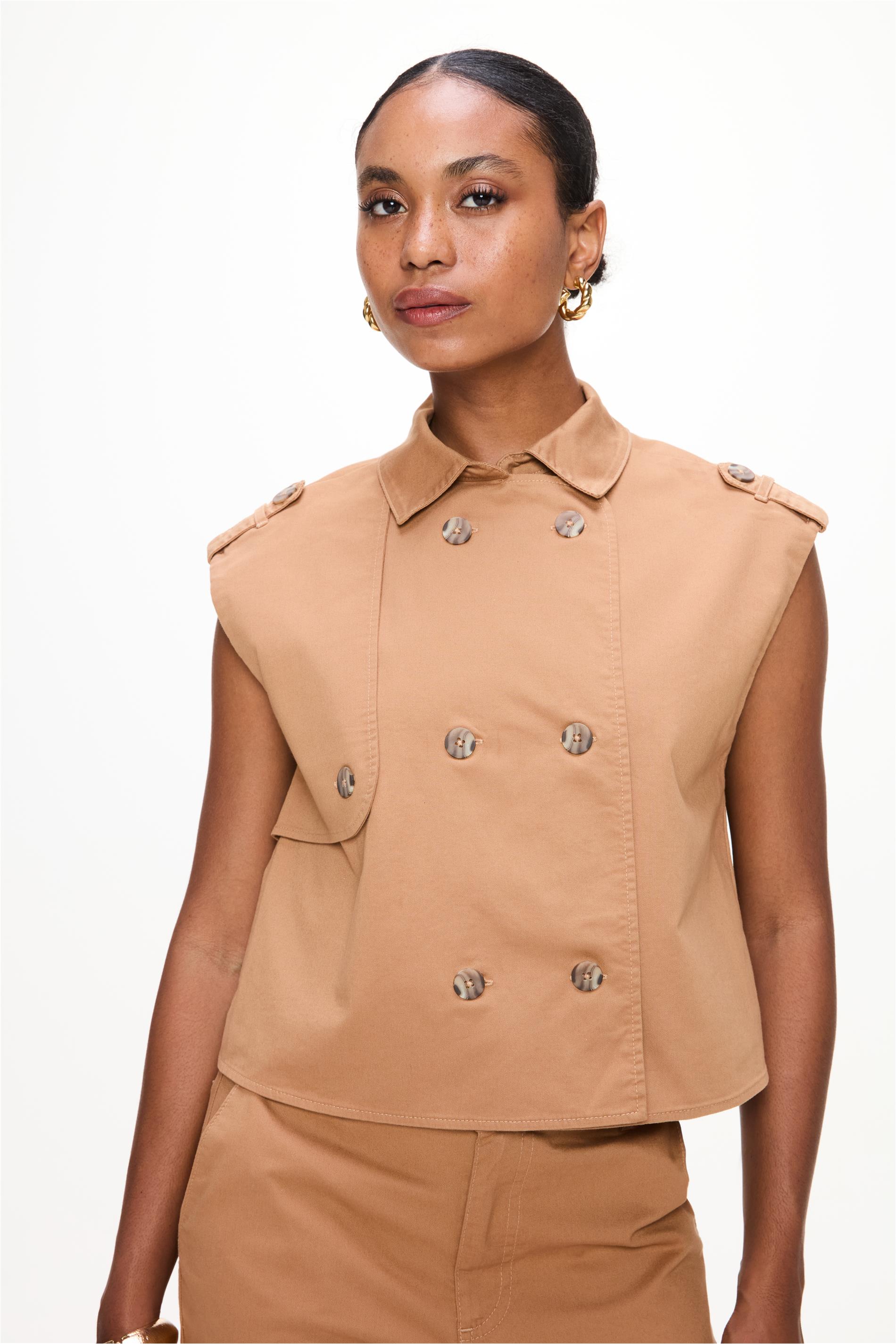 Colete Trench Feminino Transpassado