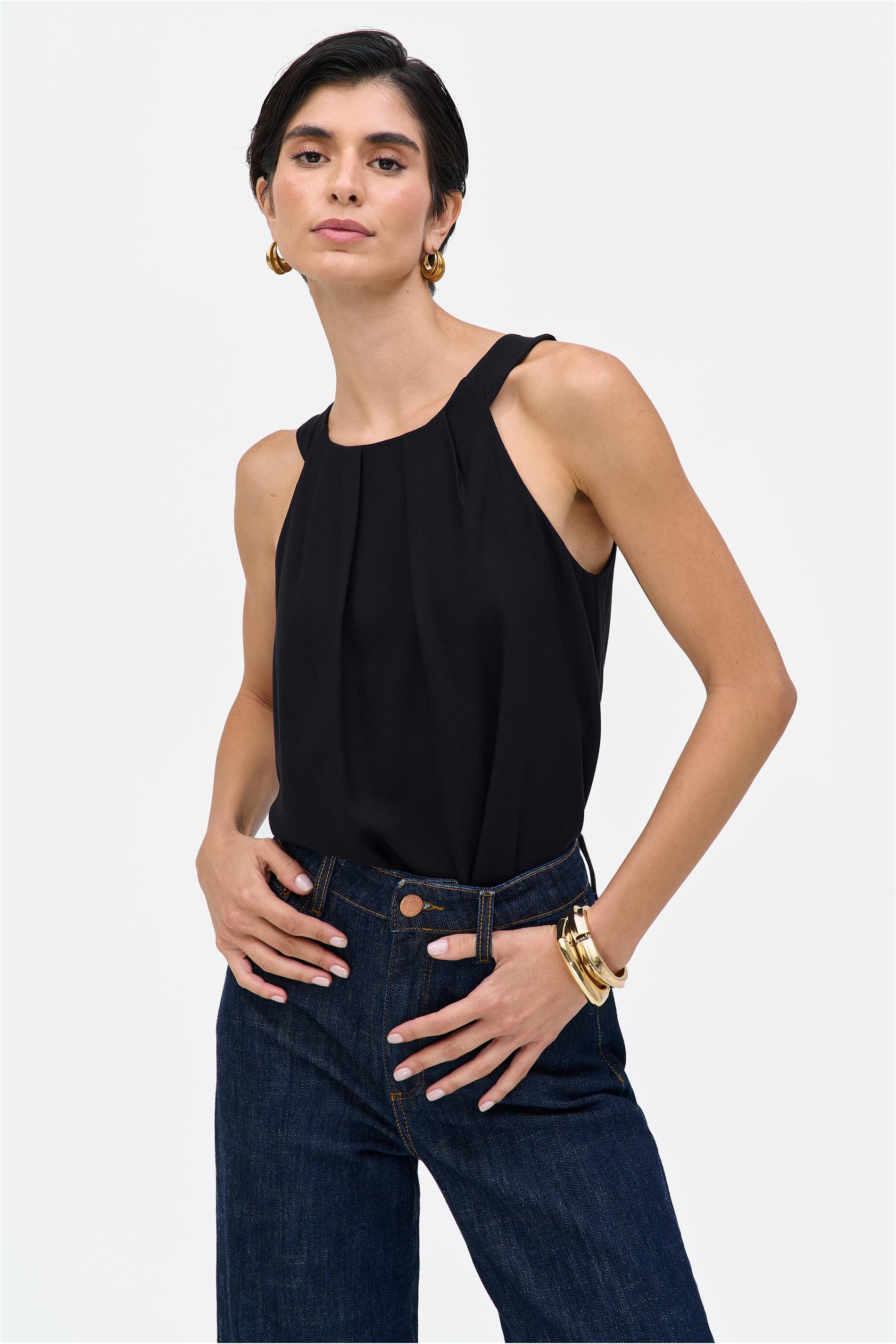 Blusa Solta com Decote Franzido