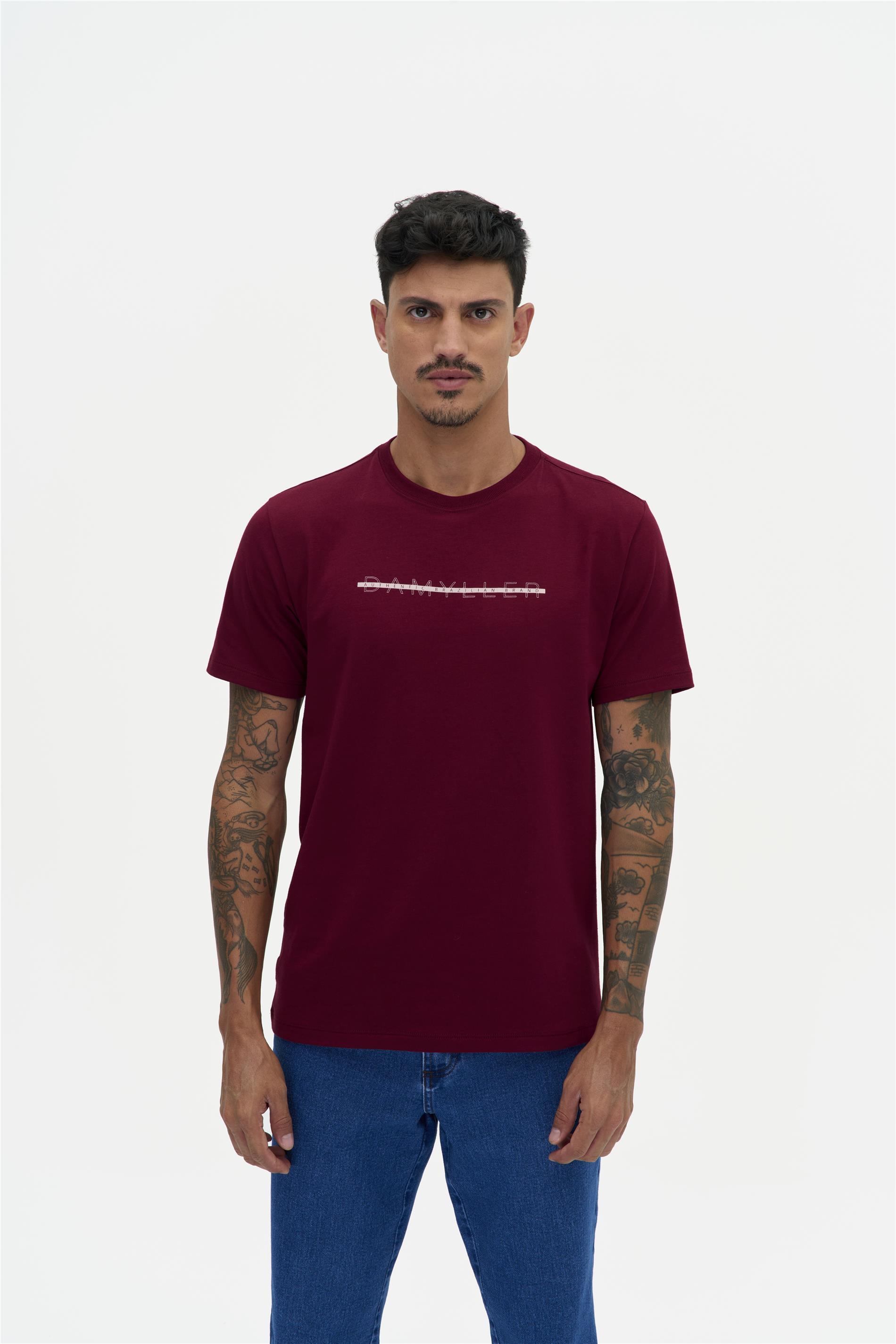 Camiseta Masculina Gola com Ribana