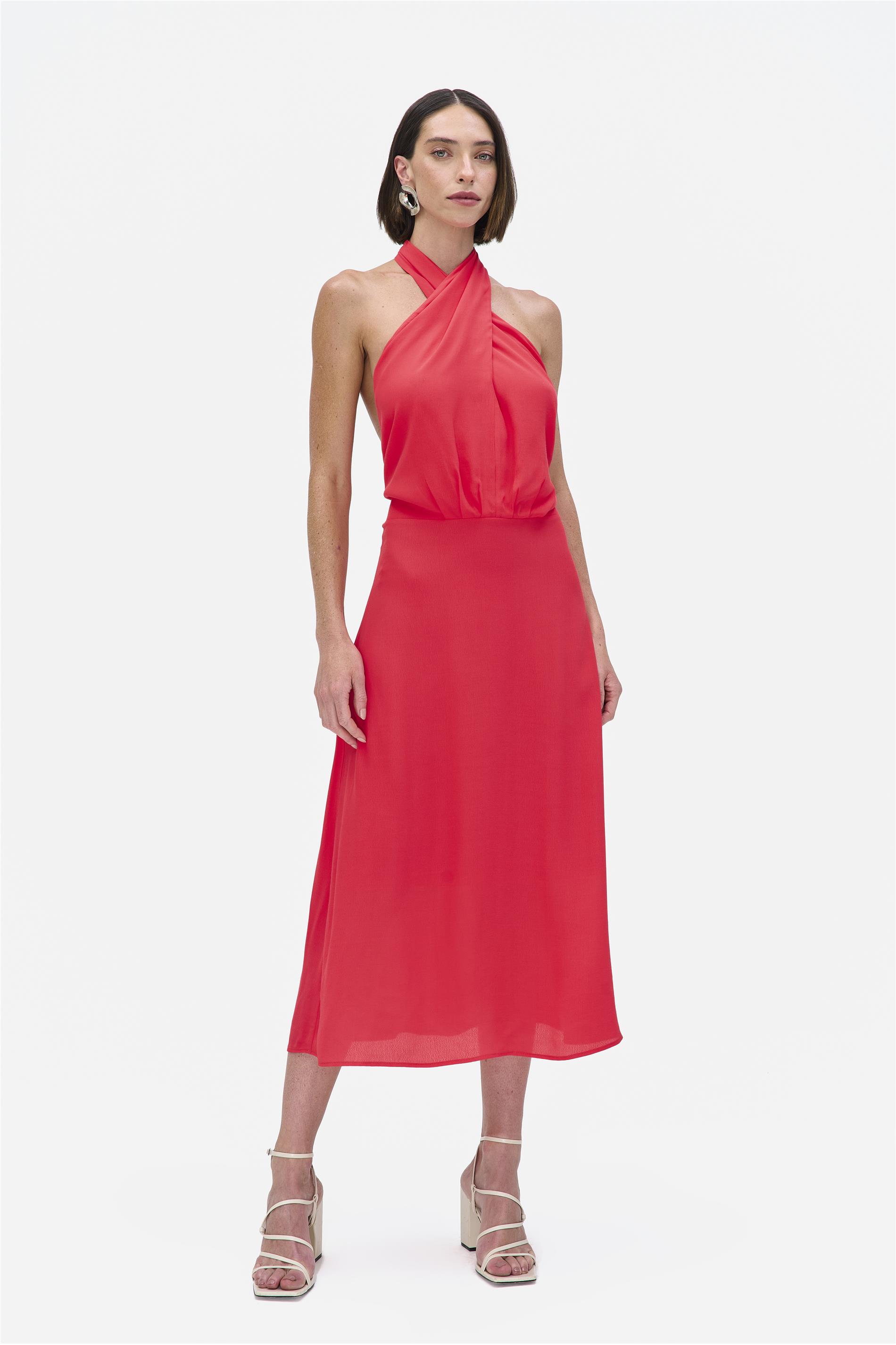 Vestido Midi Viscose Frente Única