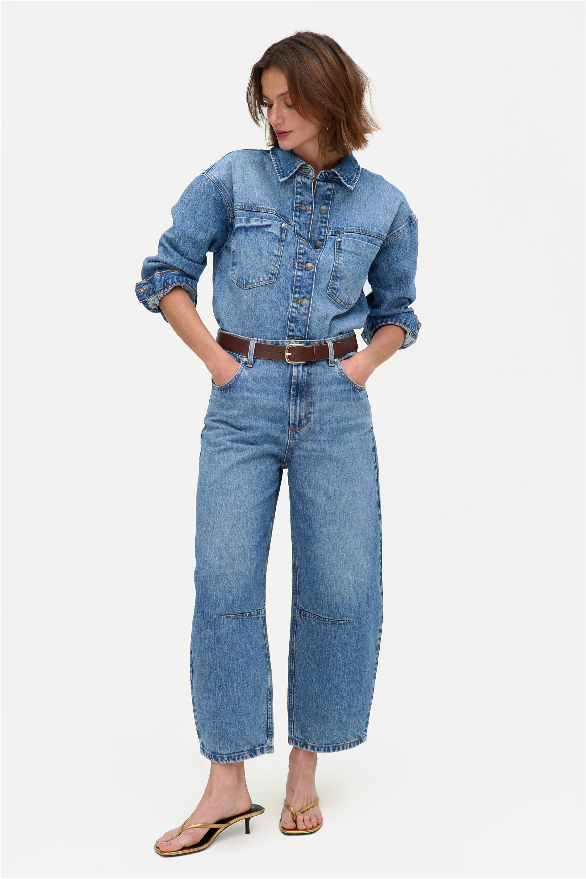 Calça Jeans Feminina Barrel G5 Cropped