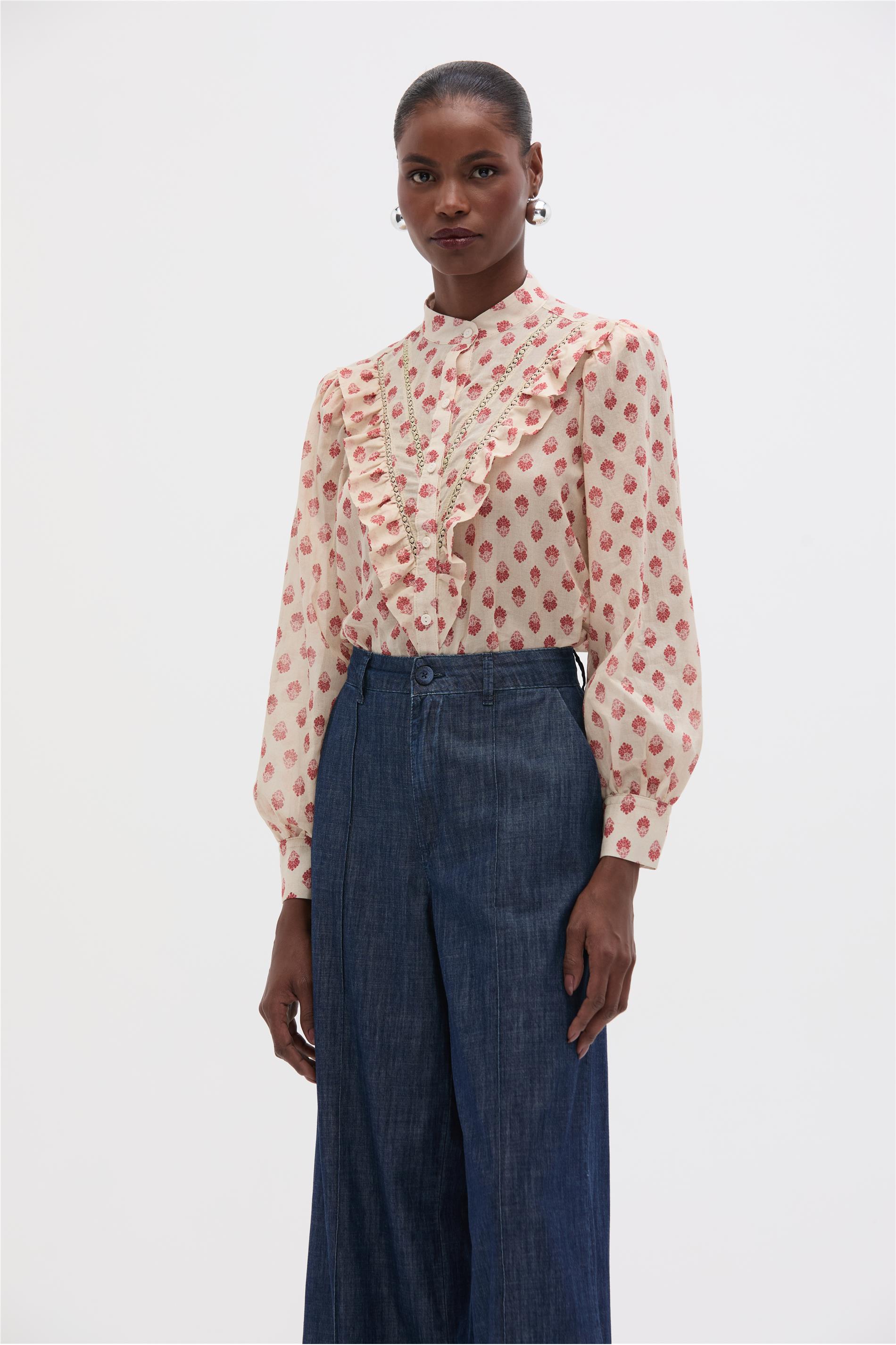 Blusa Feminina Estampada com Babados