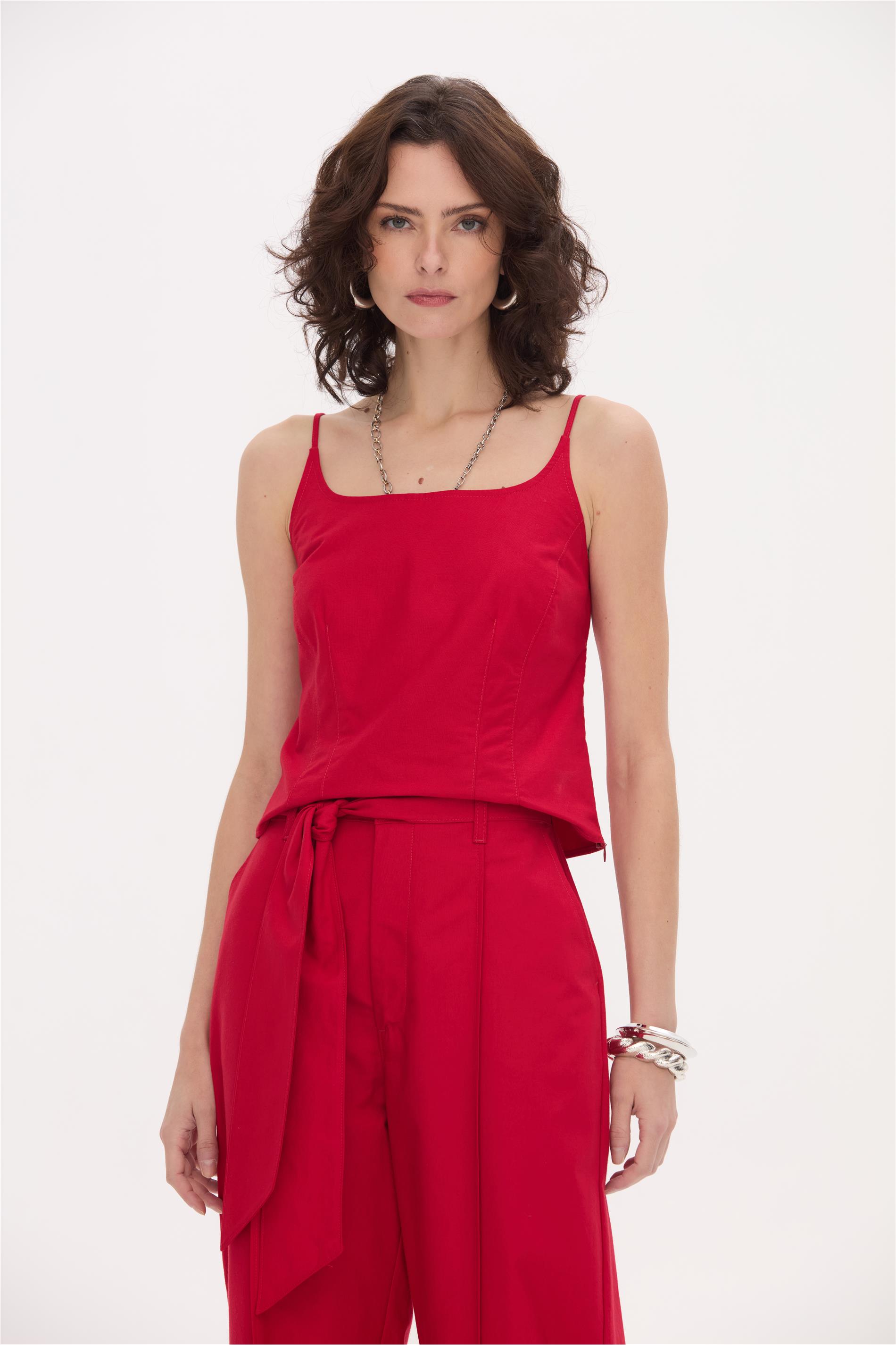 Blusa Justa Tecido Plano com Zíper