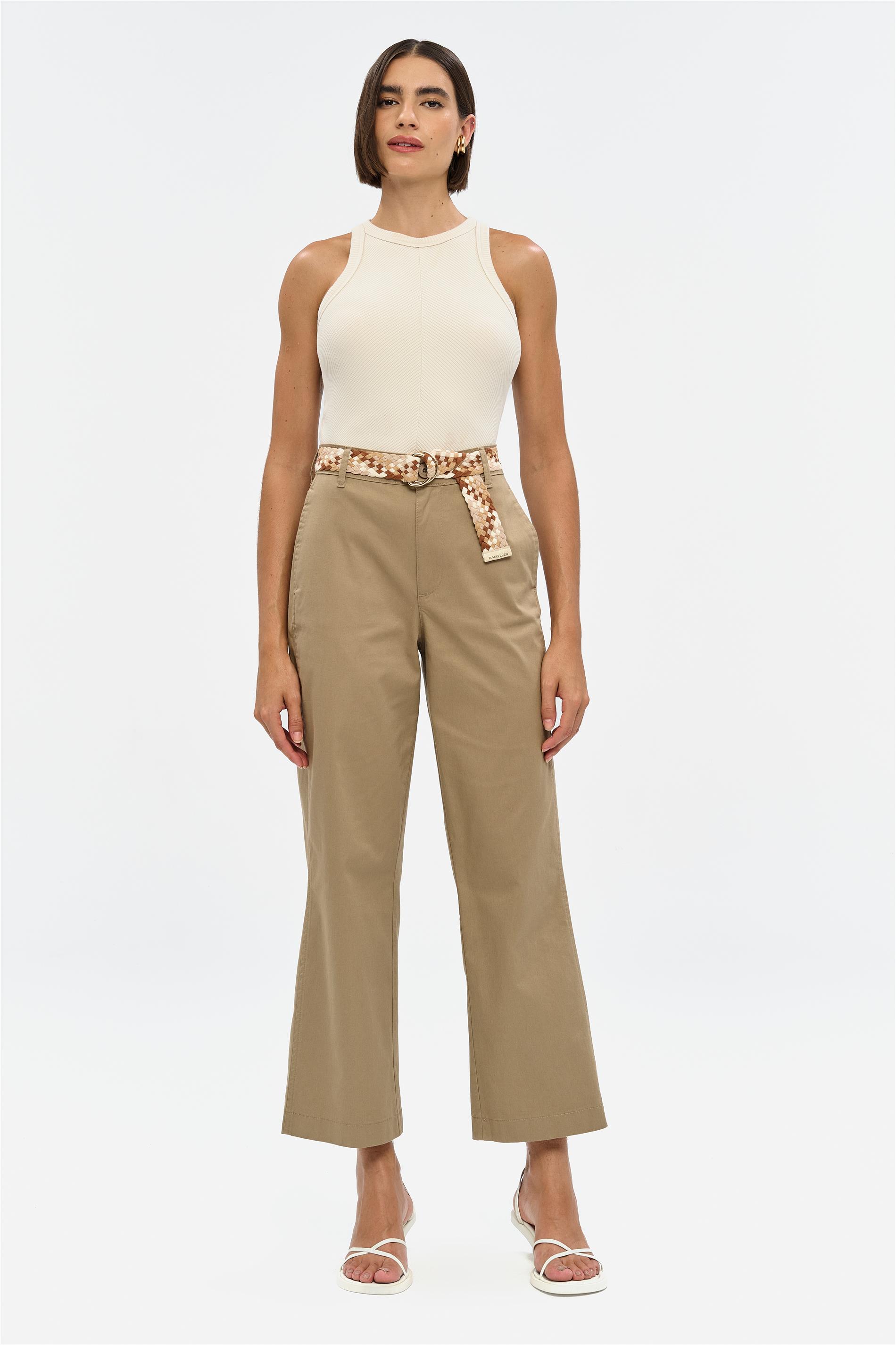 Calça Feminina Wide Leg G5 Cropped Sarja