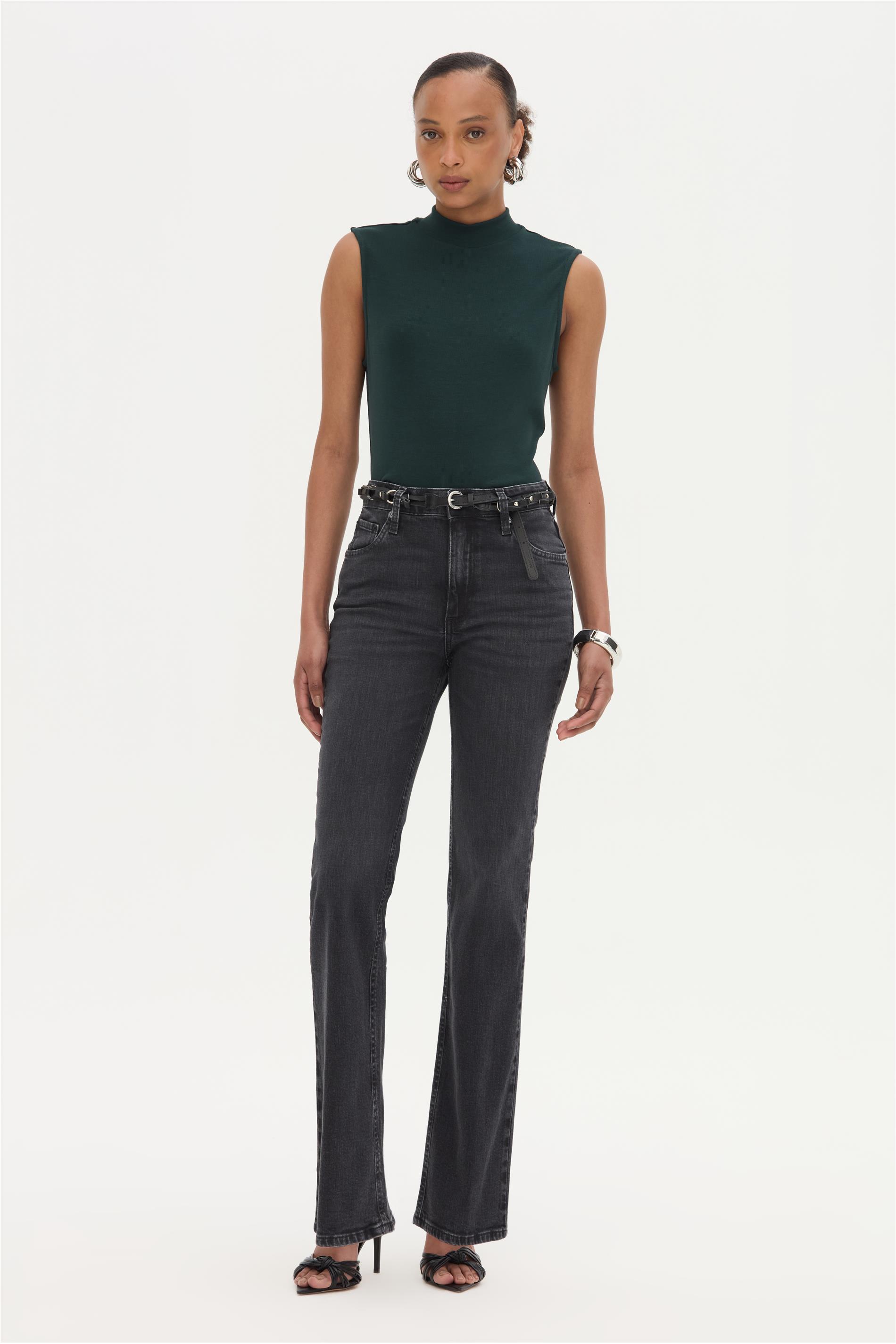 Calça Jeans Feminina Reta Preta