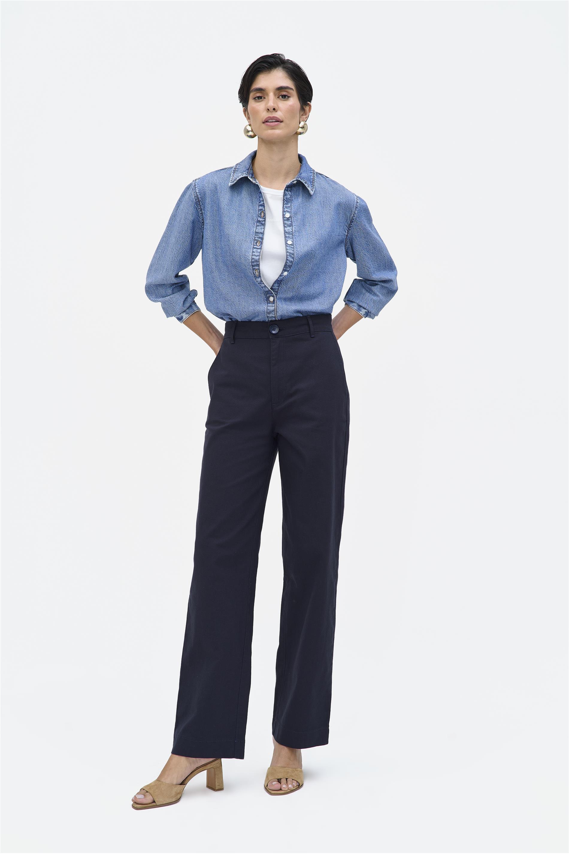 Camisa Jeans Feminina com Liocel Leve