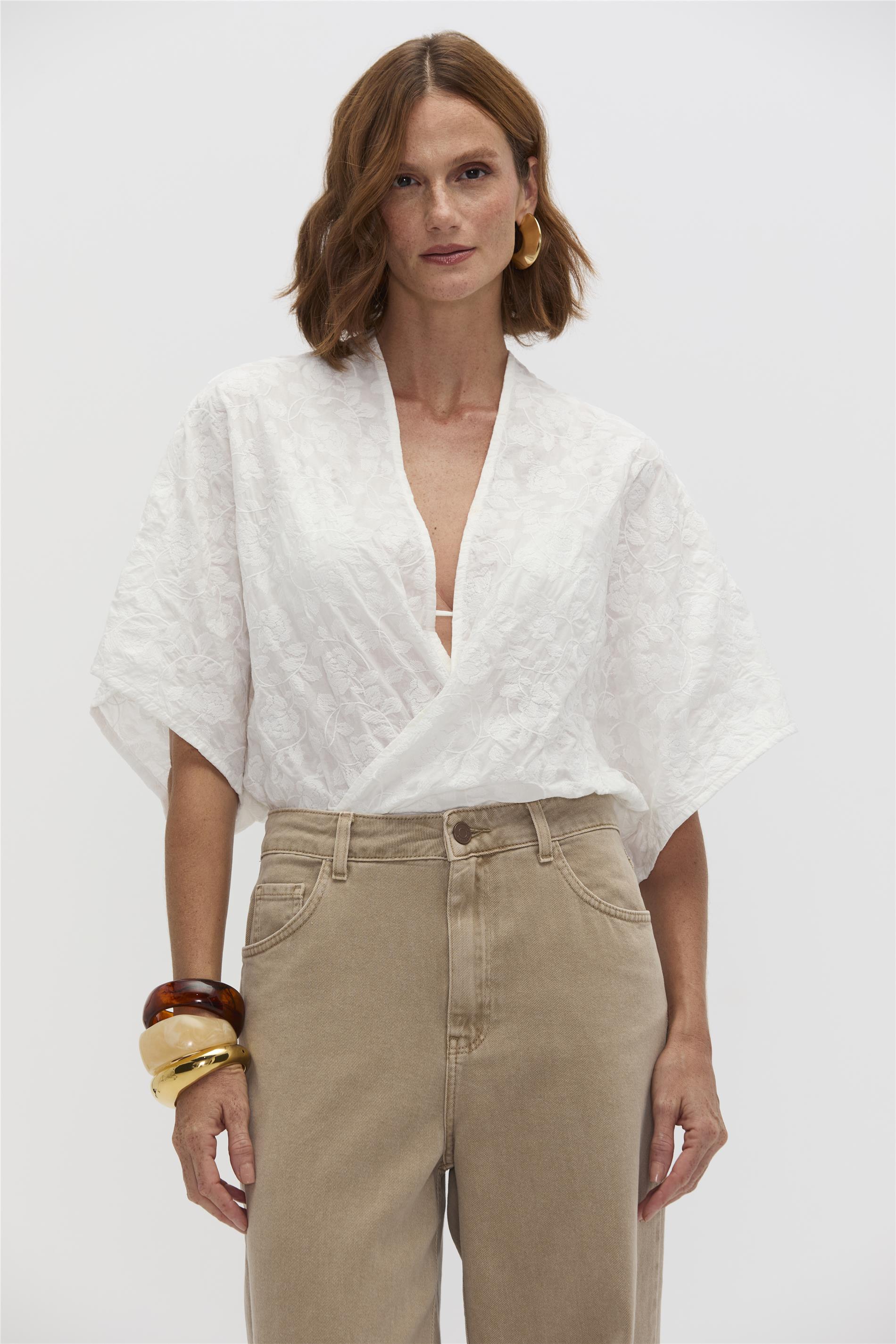 Body Feminino Kimono em Algodão