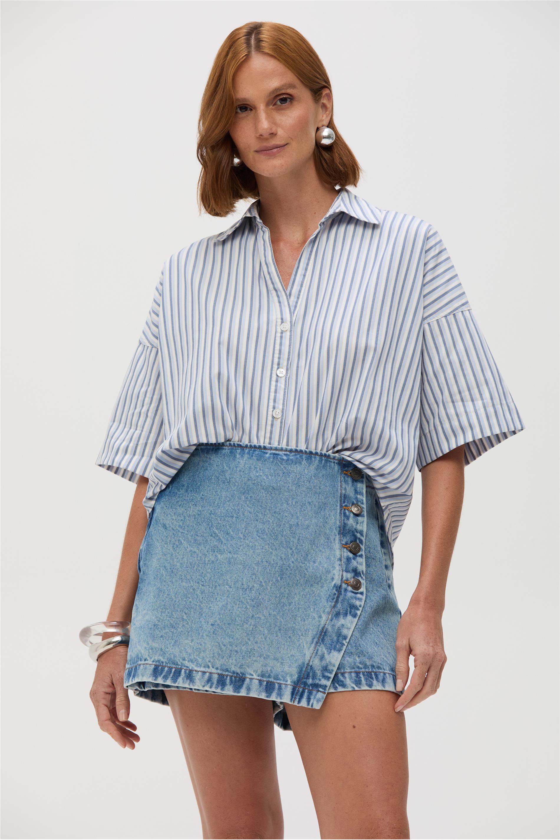 Camisa Feminina Manga 1/2 Algodão