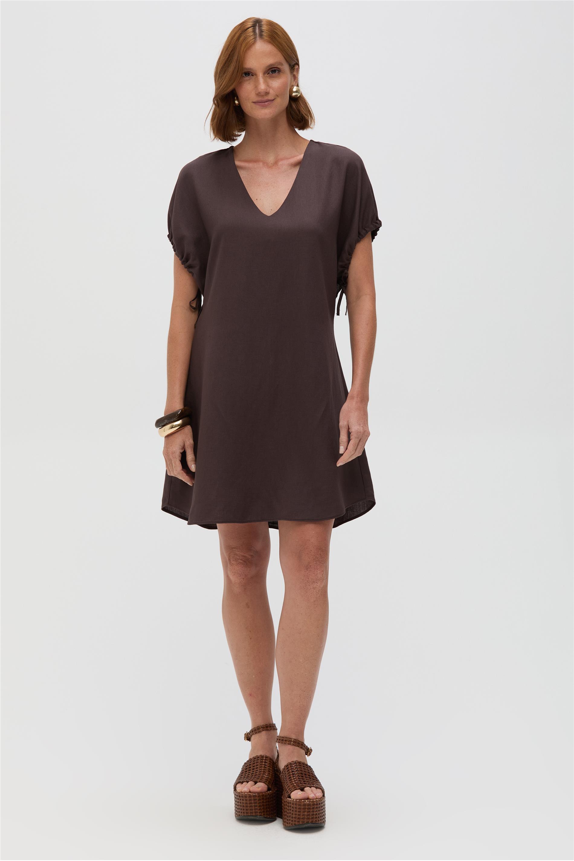 Vestido Mini Linho e Viscose
