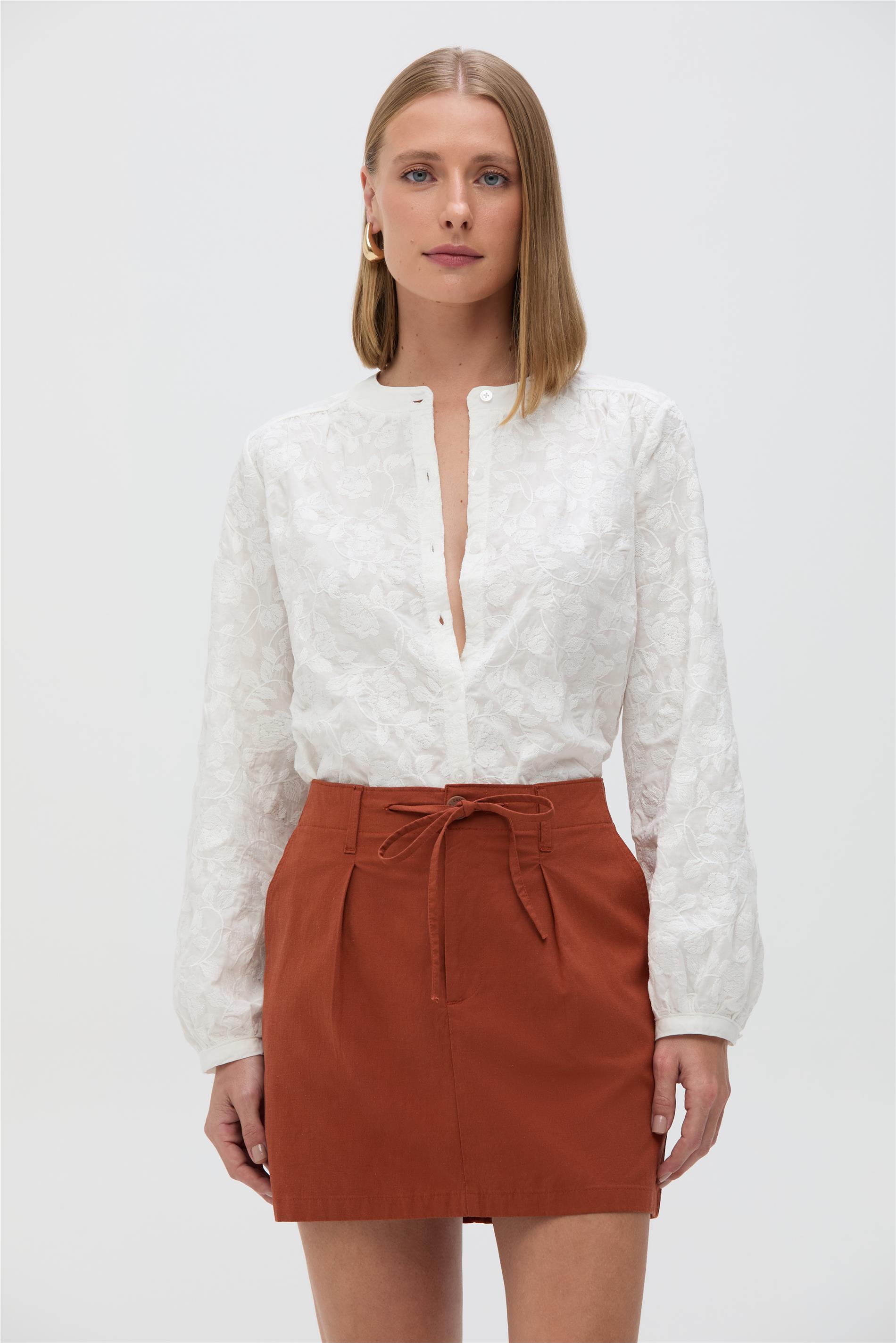 Camisa Feminina Gola Padre Algodão
