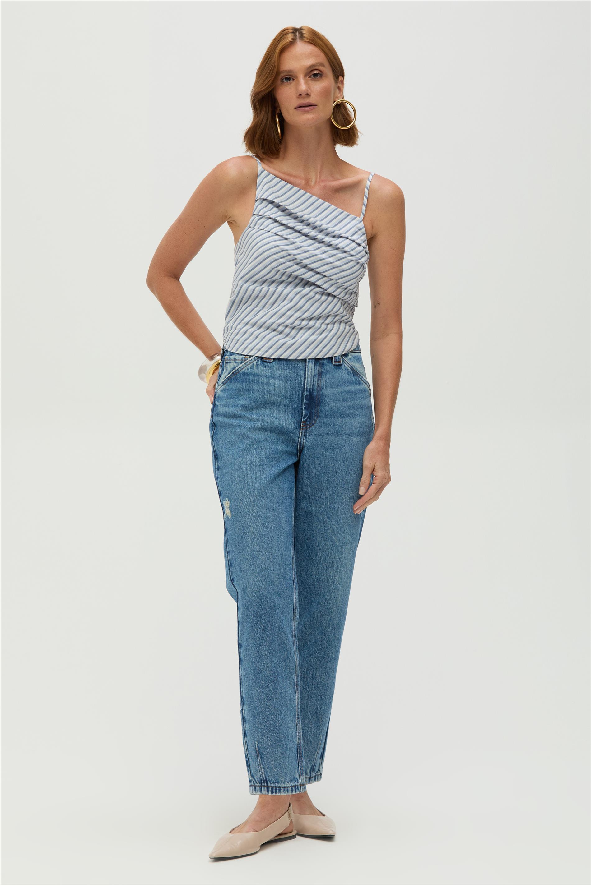 Calça Feminina Jeans Slim 100% Algodão